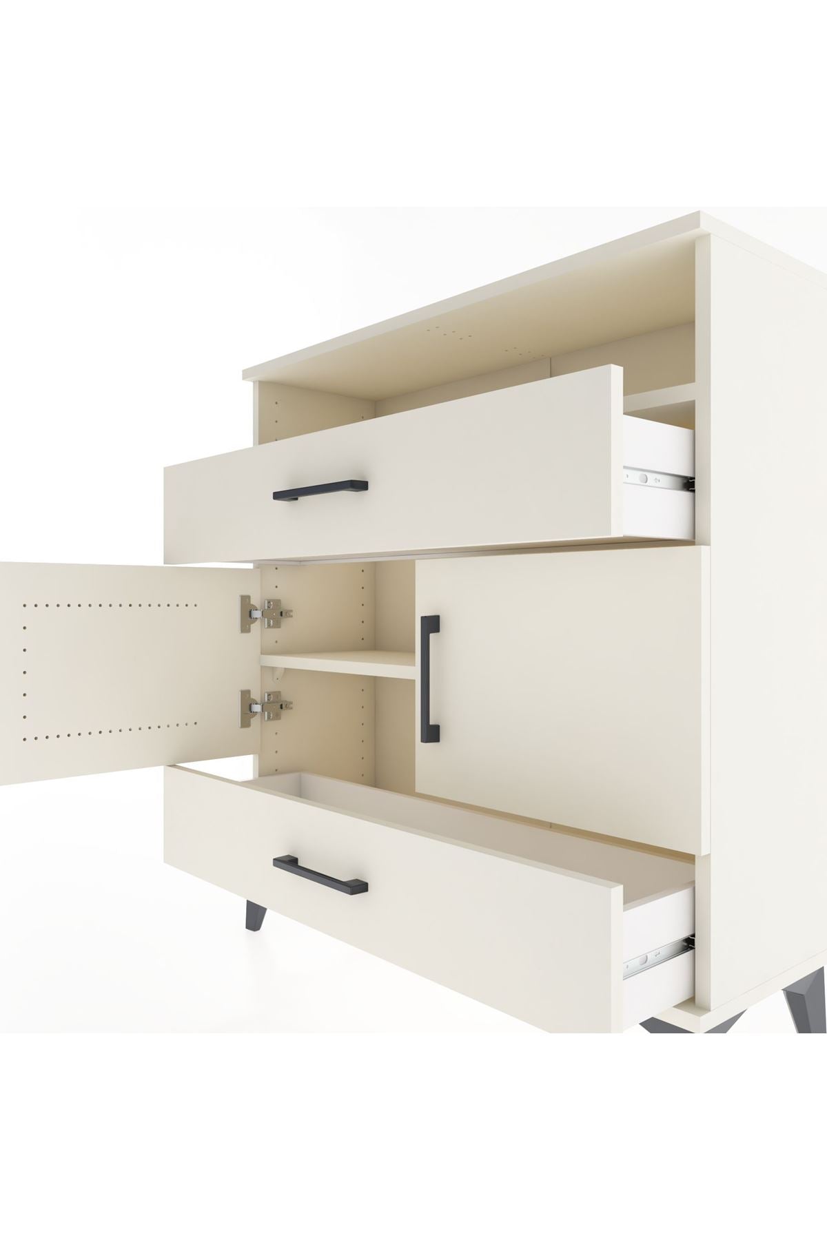 Arges Şifonyer 3 Raflı 2 Çekmeceli 2 Kapaklı 88x30x96 - S04M048V1A