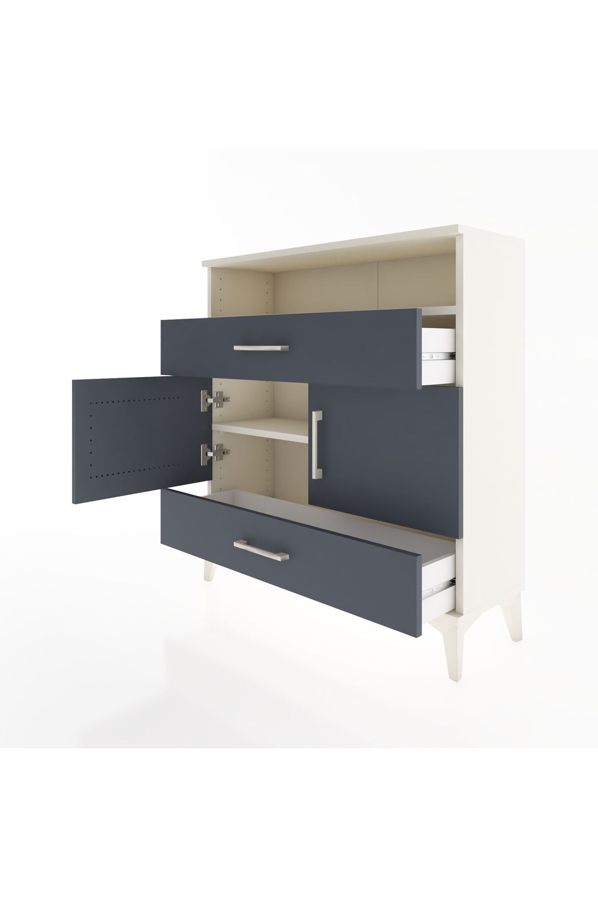Arges Şifonyer 3 Raflı 2 Çekmeceli 2 Kapaklı 88x30x96 - S04M048V2A