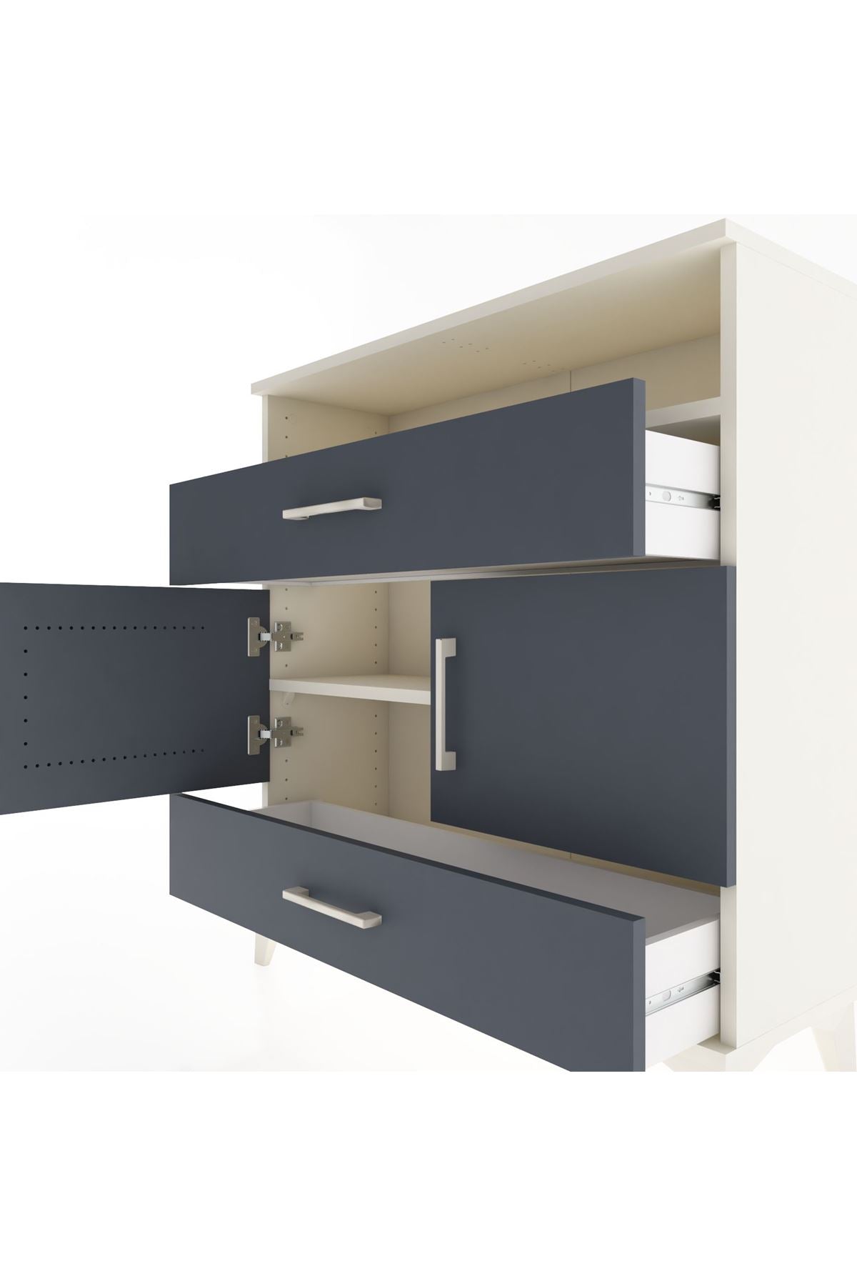 Arges Şifonyer 3 Raflı 2 Çekmeceli 2 Kapaklı 88x30x96 - S04M048V2A