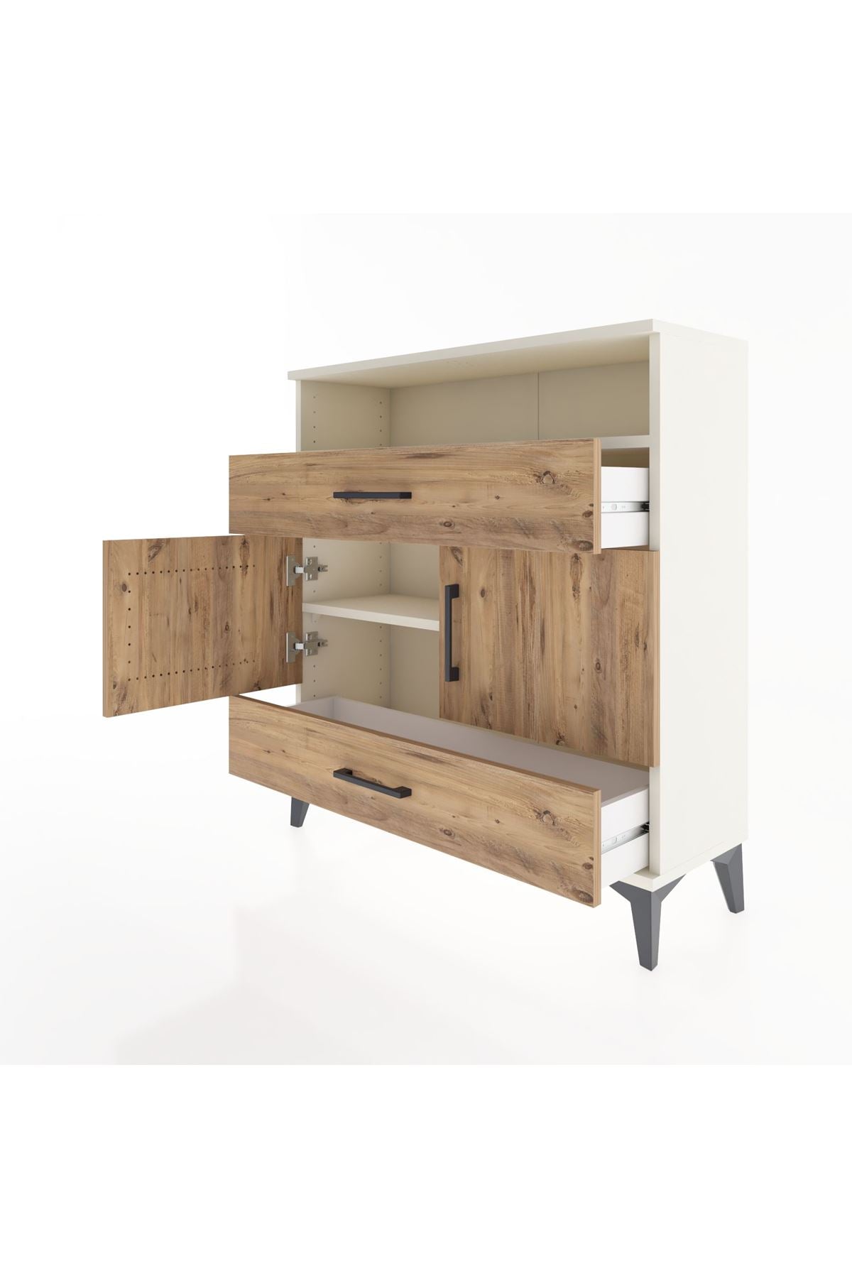Arges Şifonyer 3 Raflı 2 Çekmeceli 2 Kapaklı 88x30x96 - S04M048V3A