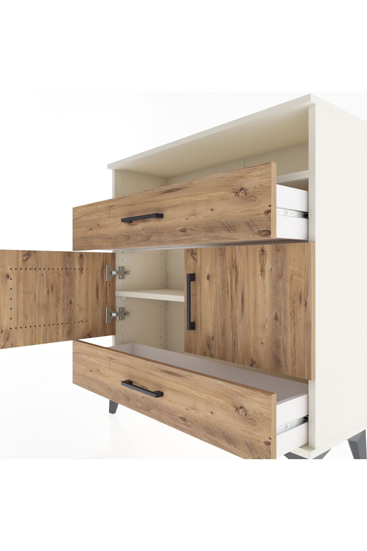 Arges Şifonyer 3 Raflı 2 Çekmeceli 2 Kapaklı 88x30x96 - S04M048V3A