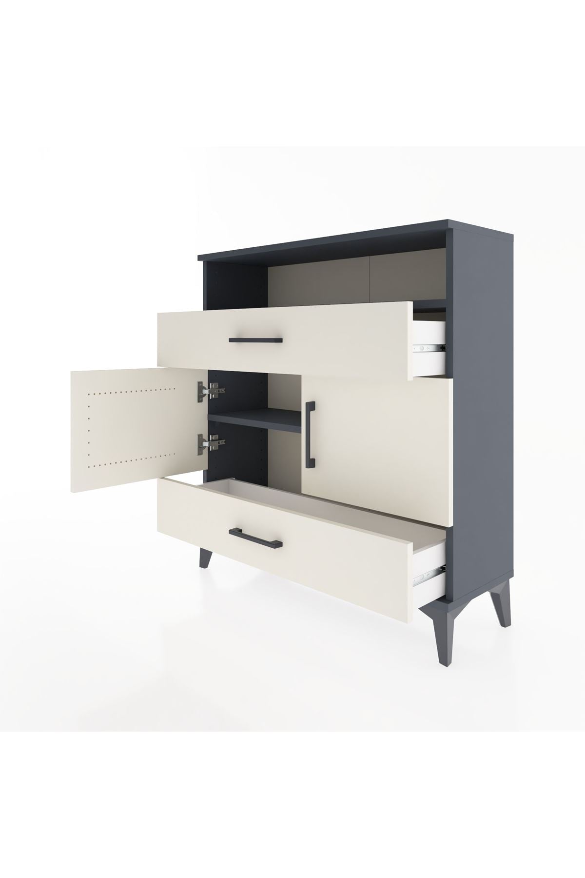 Arges Şifonyer 3 Raflı 2 Çekmeceli 2 Kapaklı 88x30x96 - S04M048V4A