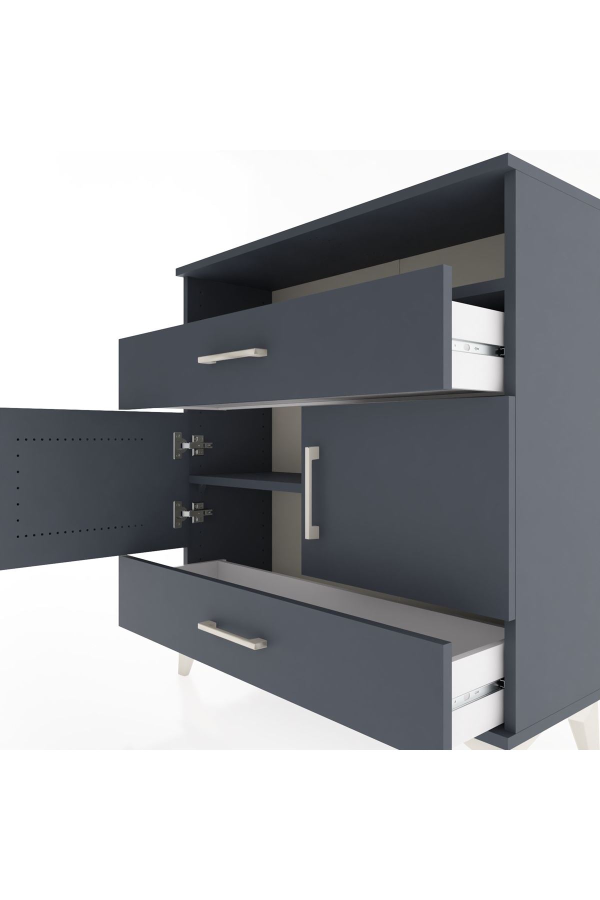 Arges Şifonyer 3 Raflı 2 Çekmeceli 2 Kapaklı 88x30x96 - S04M048V5A