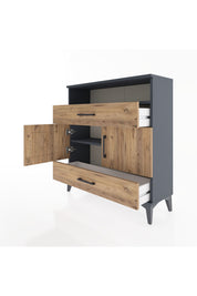 Arges Şifonyer 3 Raflı 2 Çekmeceli 2 Kapaklı 88x30x96 - S04M048V6A