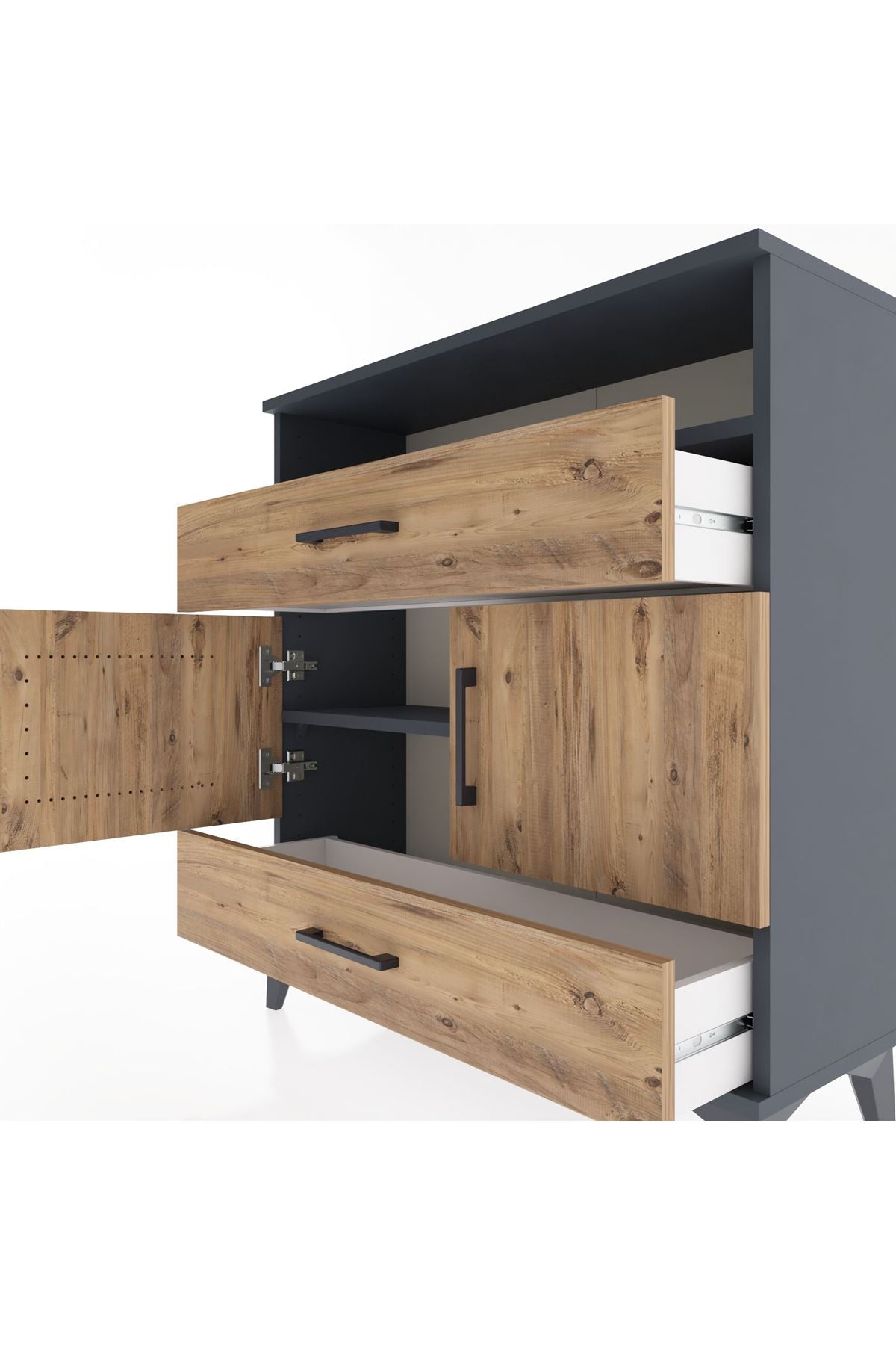 Arges Şifonyer 3 Raflı 2 Çekmeceli 2 Kapaklı 88x30x96 - S04M048V6A