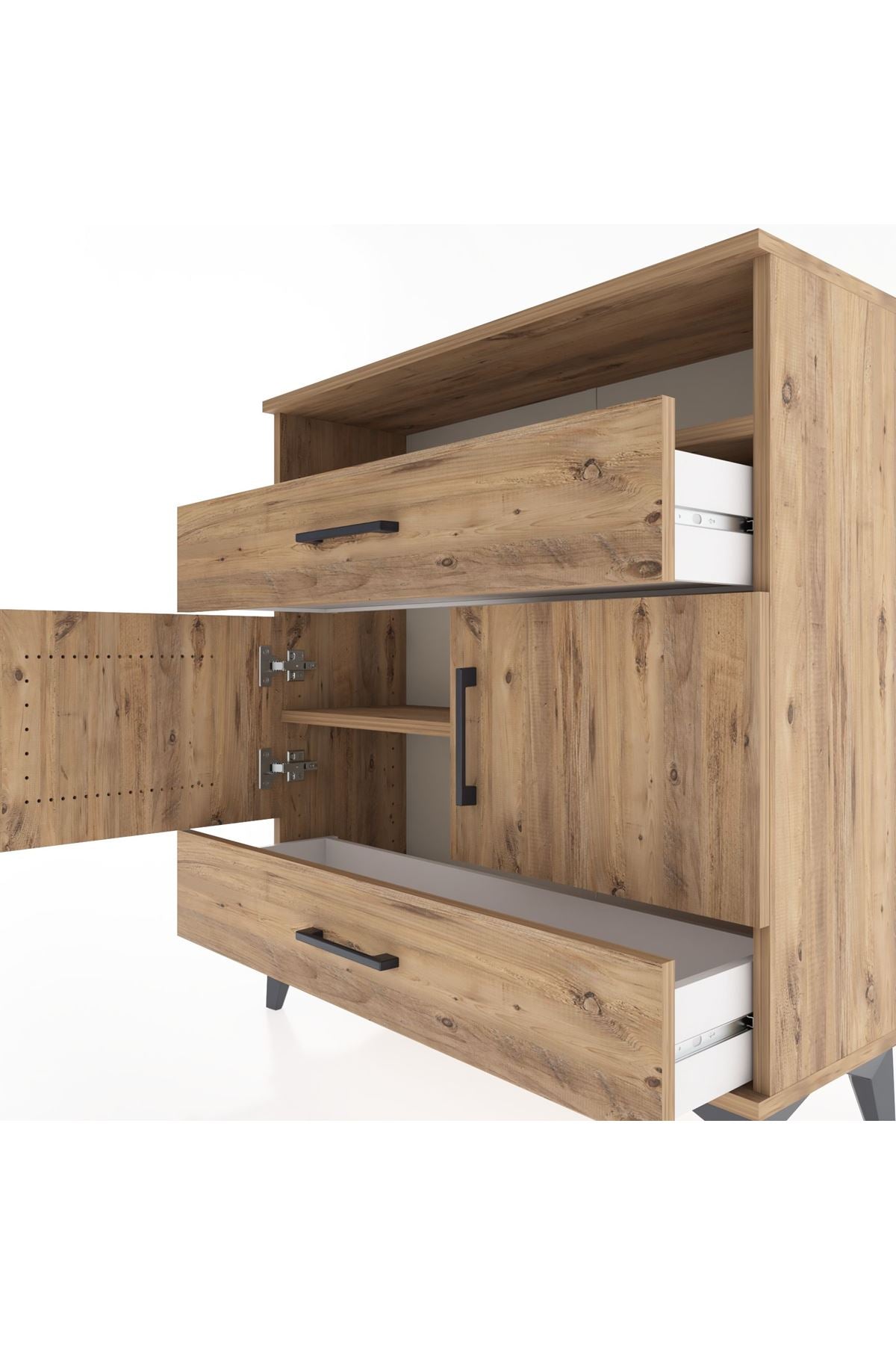 Arges Şifonyer 3 Raflı 2 Çekmeceli 2 Kapaklı 88x30x96 - S04M048V9A
