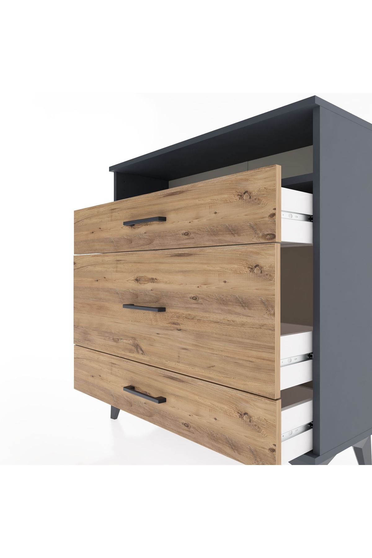 Arges Şifonyer Tek Raflı 3 Çekmeceli 88x30x96 - S04M020V6A
