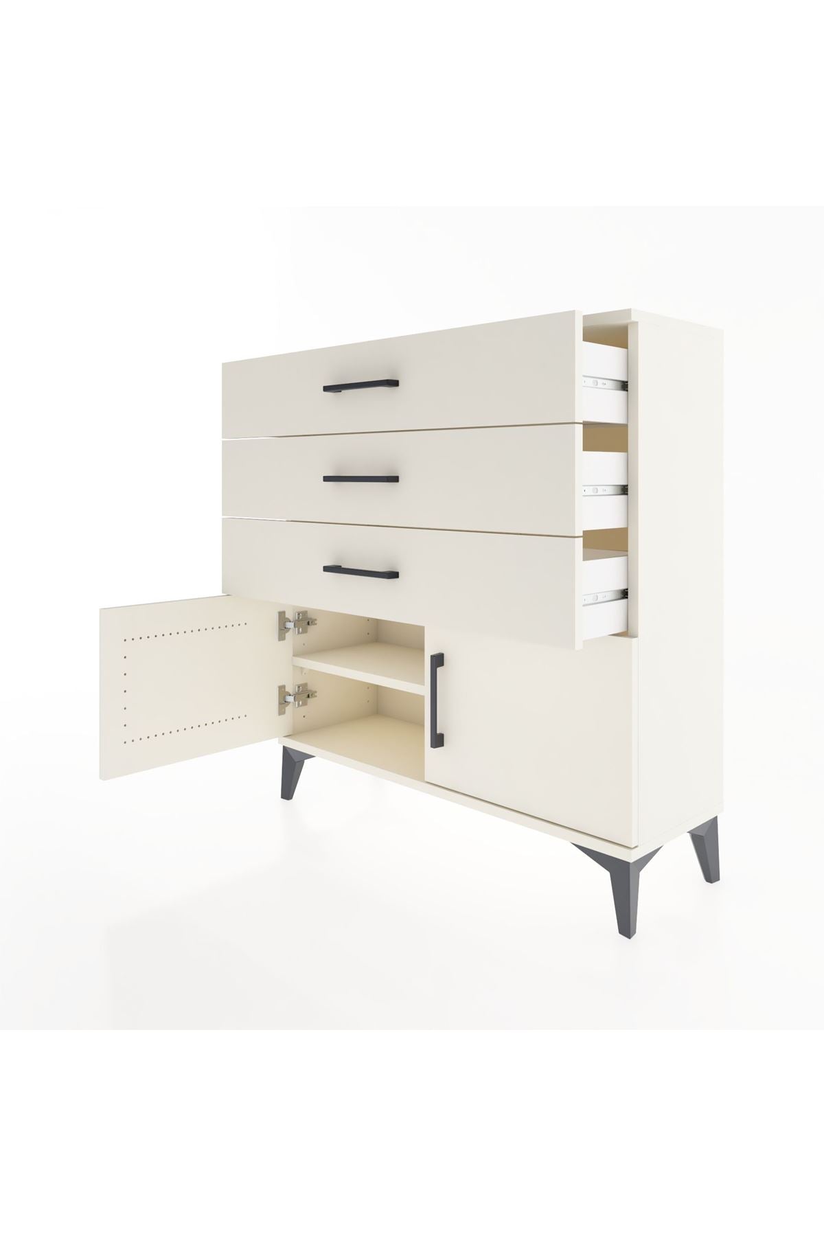 Arges Şifonyer Tek Raflı 3 Çekmeceli 2 Kapaklı 88x30x96 - S04M023V1A