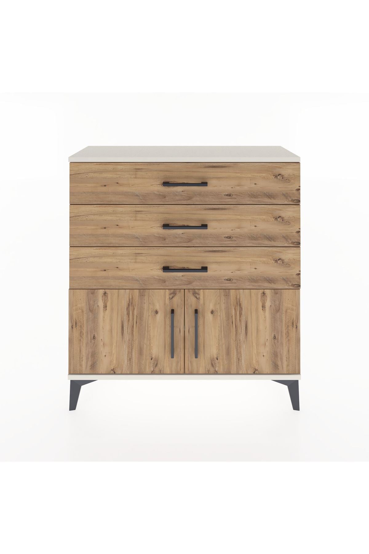 Arges Şifonyer Tek Raflı 3 Çekmeceli 2 Kapaklı 88x30x96 - S04M023V3A