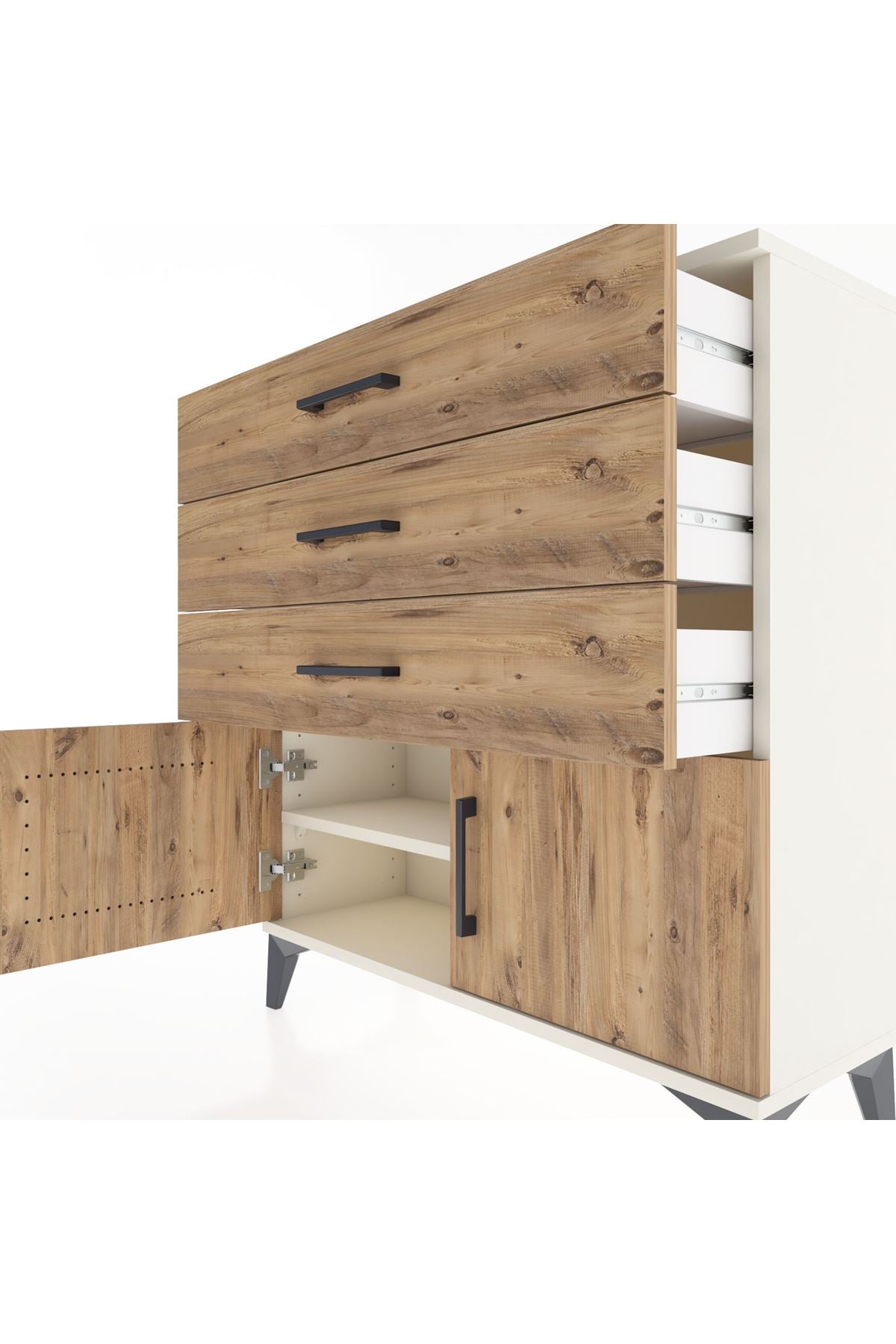 Arges Şifonyer Tek Raflı 3 Çekmeceli 2 Kapaklı 88x30x96 - S04M023V3A