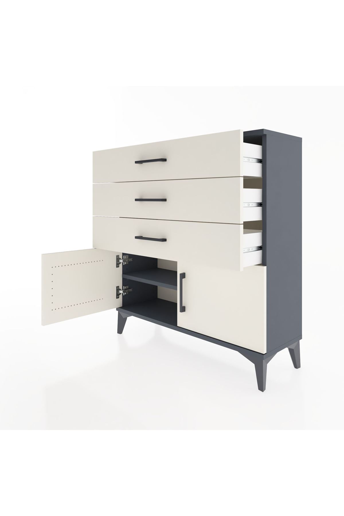 Arges Şifonyer Tek Raflı 3 Çekmeceli 2 Kapaklı 88x30x96 - S04M023V4A