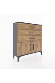 Arges Şifonyer Tek Raflı 3 Çekmeceli 2 Kapaklı 88x30x96 - S04M023V6A