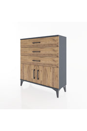 Arges Şifonyer Tek Raflı 3 Çekmeceli 2 Kapaklı 88x30x96 - S04M023V6A