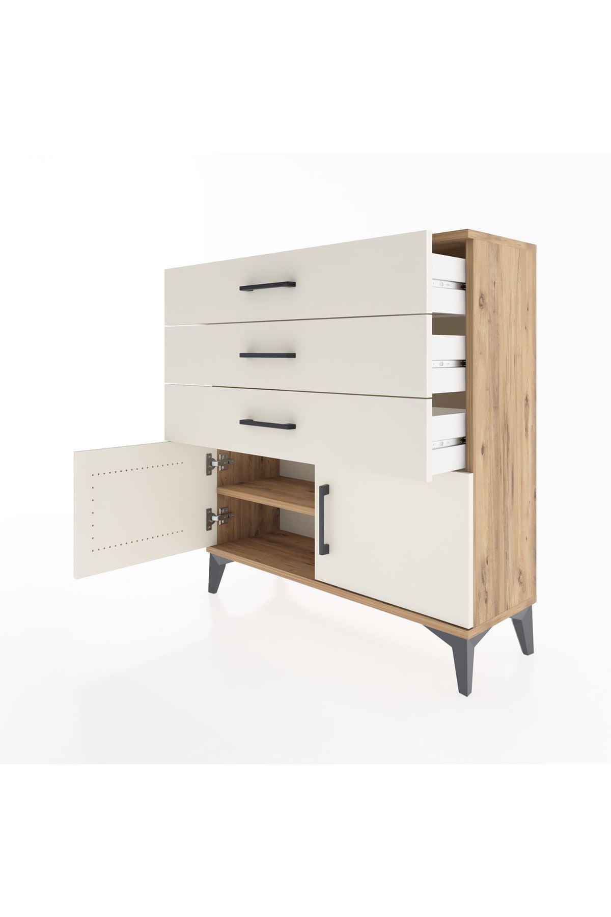 Arges Şifonyer Tek Raflı 3 Çekmeceli 2 Kapaklı 88x30x96 - S04M023V7A