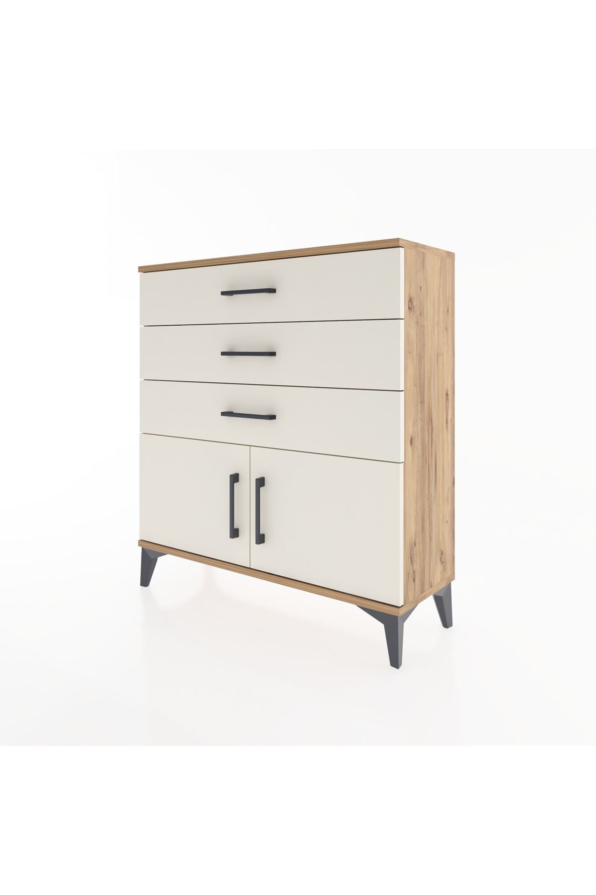 Arges Şifonyer Tek Raflı 3 Çekmeceli 2 Kapaklı 88x30x96 - S04M023V7A