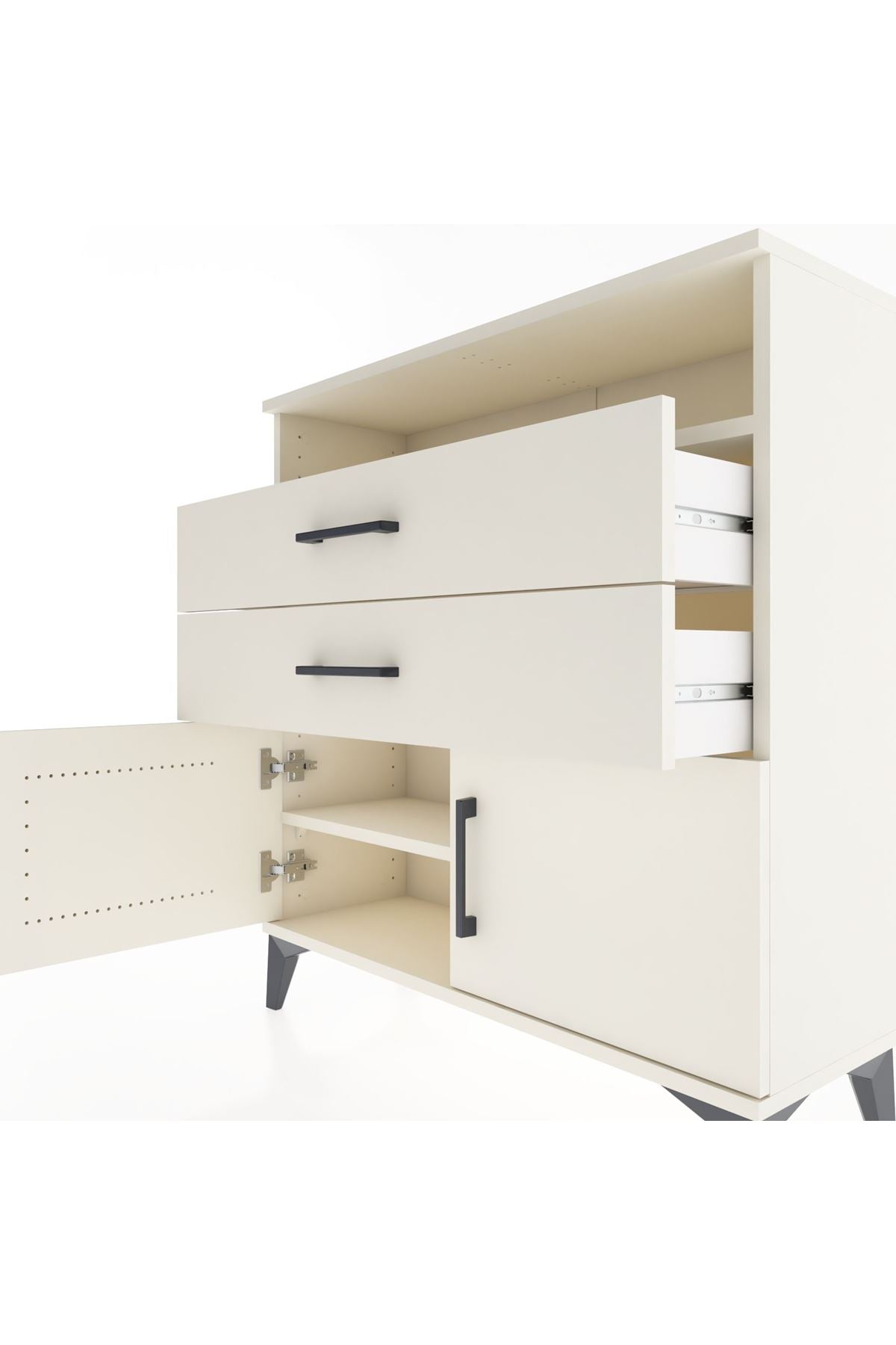 Arges Şifonyer 2 Raflı 2 Çekmeceli 2 Kapaklı 88x30x96 - S04M024V1A