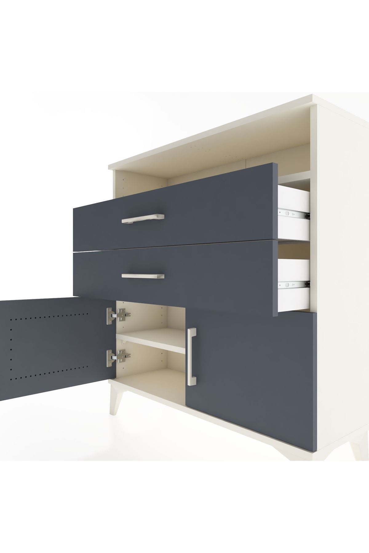 Arges Şifonyer 2 Raflı 2 Çekmeceli 2 Kapaklı 88x30x96 - S04M024V2A