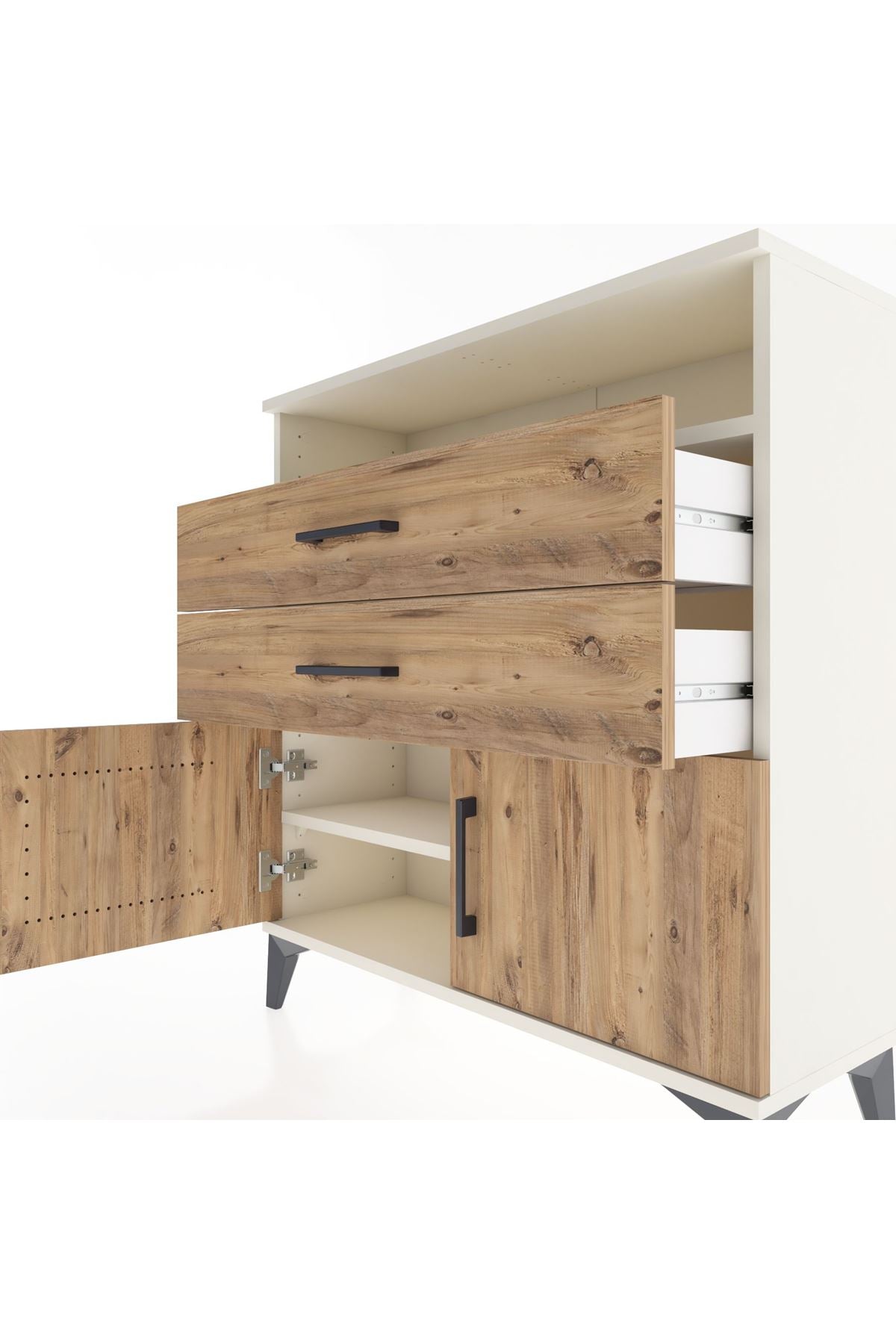 Arges Şifonyer 2 Raflı 2 Çekmeceli 2 Kapaklı 88x30x96 - S04M024V3A