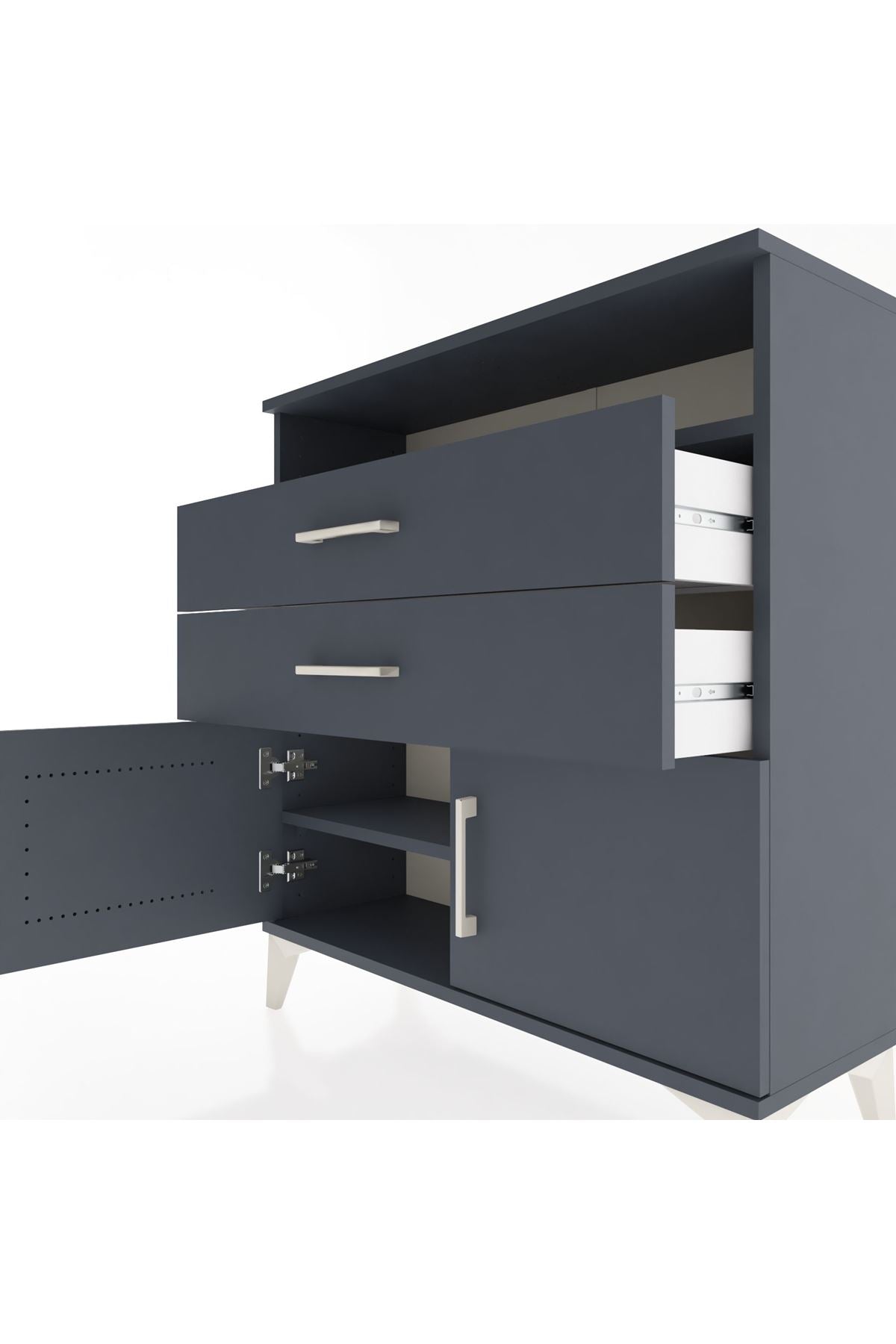 Arges Şifonyer 2 Raflı 2 Çekmeceli 2 Kapaklı 88x30x96 - S04M024V5A