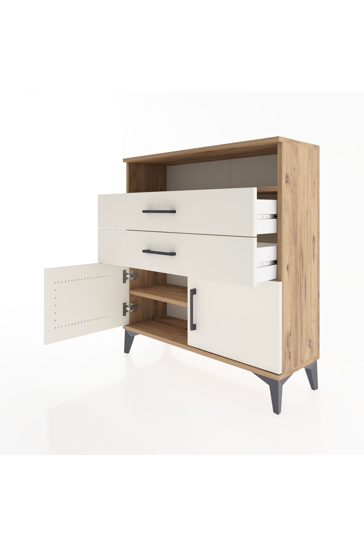 Arges Şifonyer 2 Raflı 2 Çekmeceli 2 Kapaklı 88x30x96 - S04M024V7A