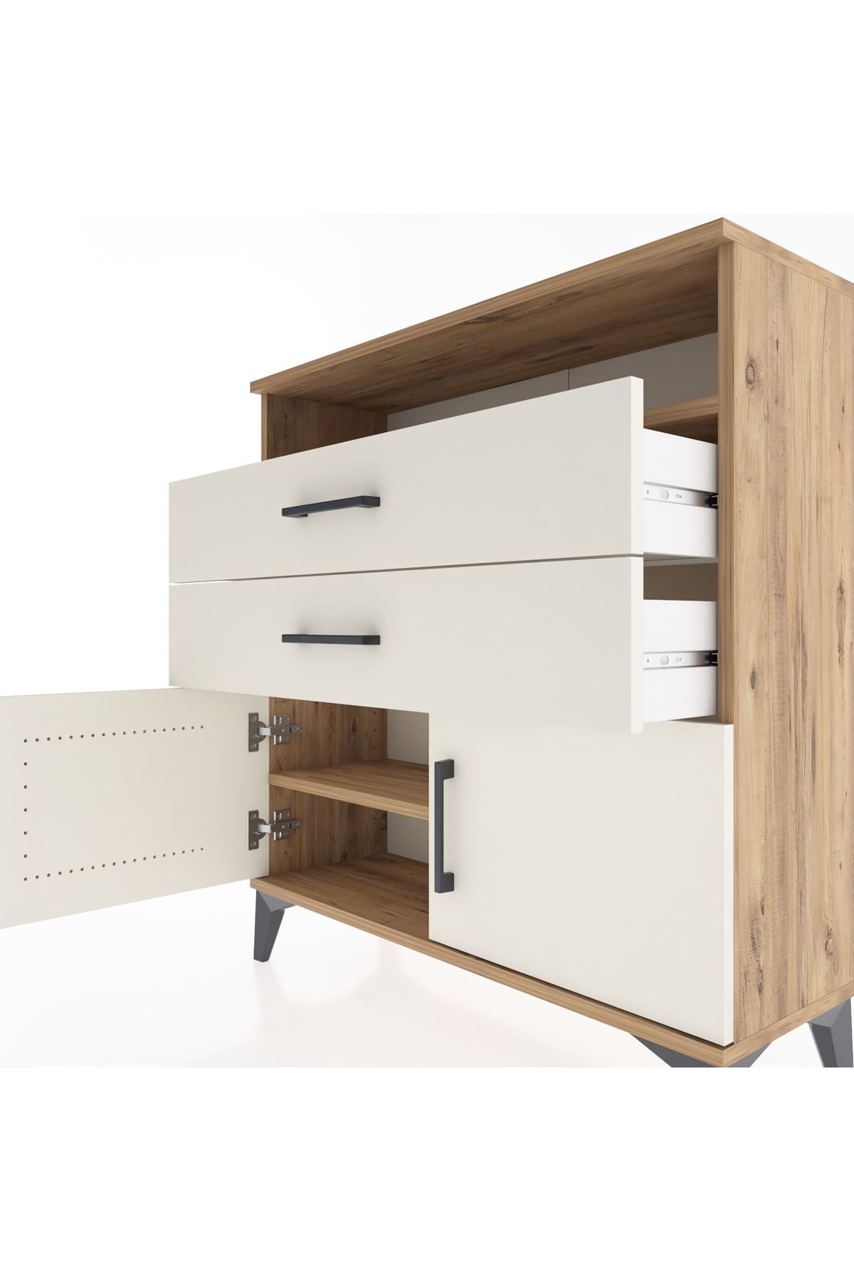 Arges Şifonyer 2 Raflı 2 Çekmeceli 2 Kapaklı 88x30x96 - S04M024V7A