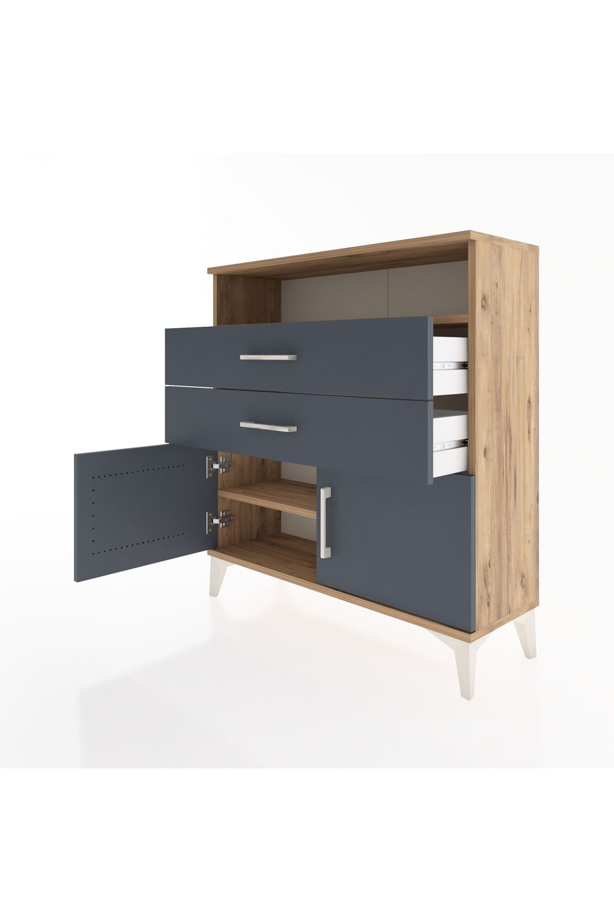 Arges Şifonyer 2 Raflı 2 Çekmeceli 2 Kapaklı 88x30x96 - S04M024V8A