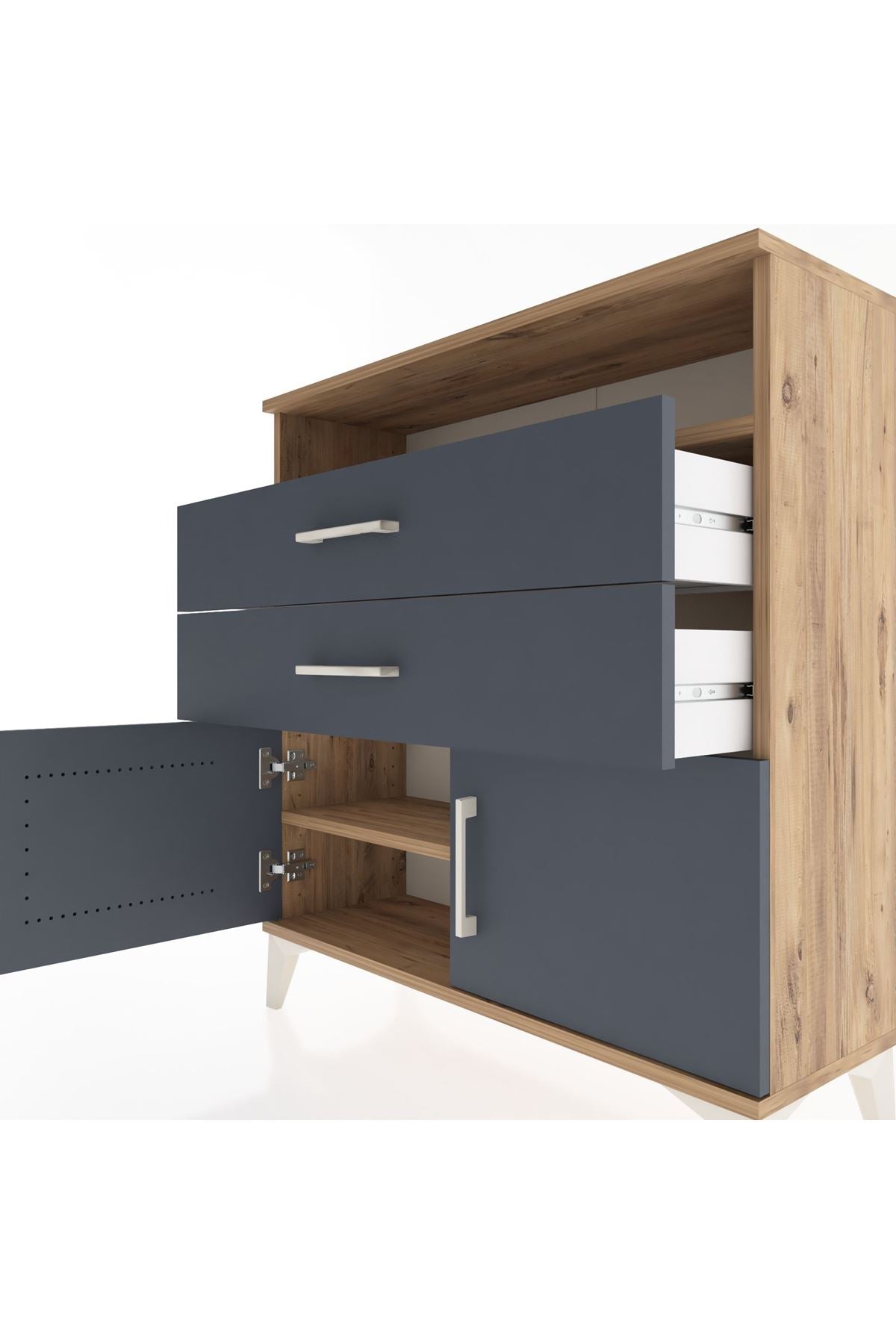 Arges Şifonyer 2 Raflı 2 Çekmeceli 2 Kapaklı 88x30x96 - S04M024V8A