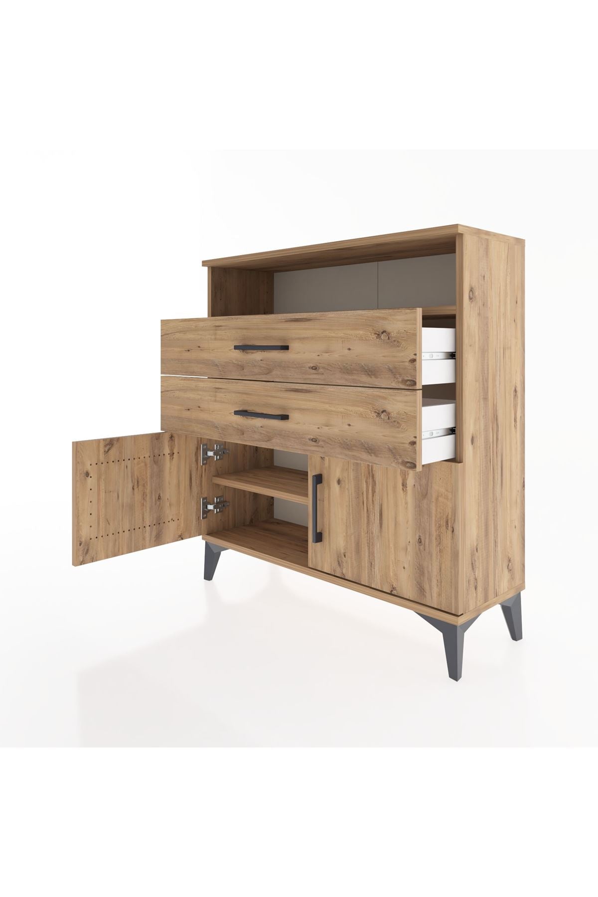 Arges Şifonyer 2 Raflı 2 Çekmeceli 2 Kapaklı 88x30x96 - S04M024V9A
