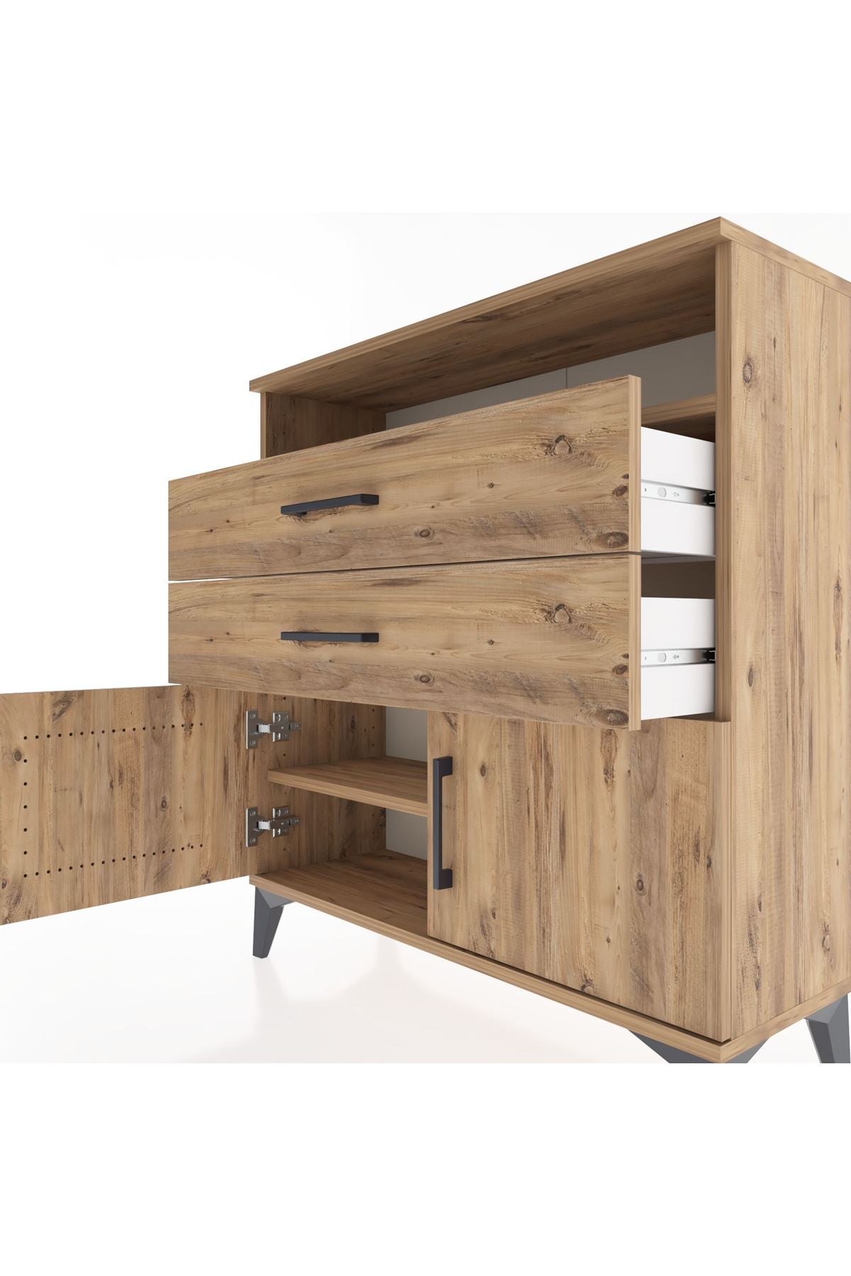Arges Şifonyer 2 Raflı 2 Çekmeceli 2 Kapaklı 88x30x96 - S04M024V9A