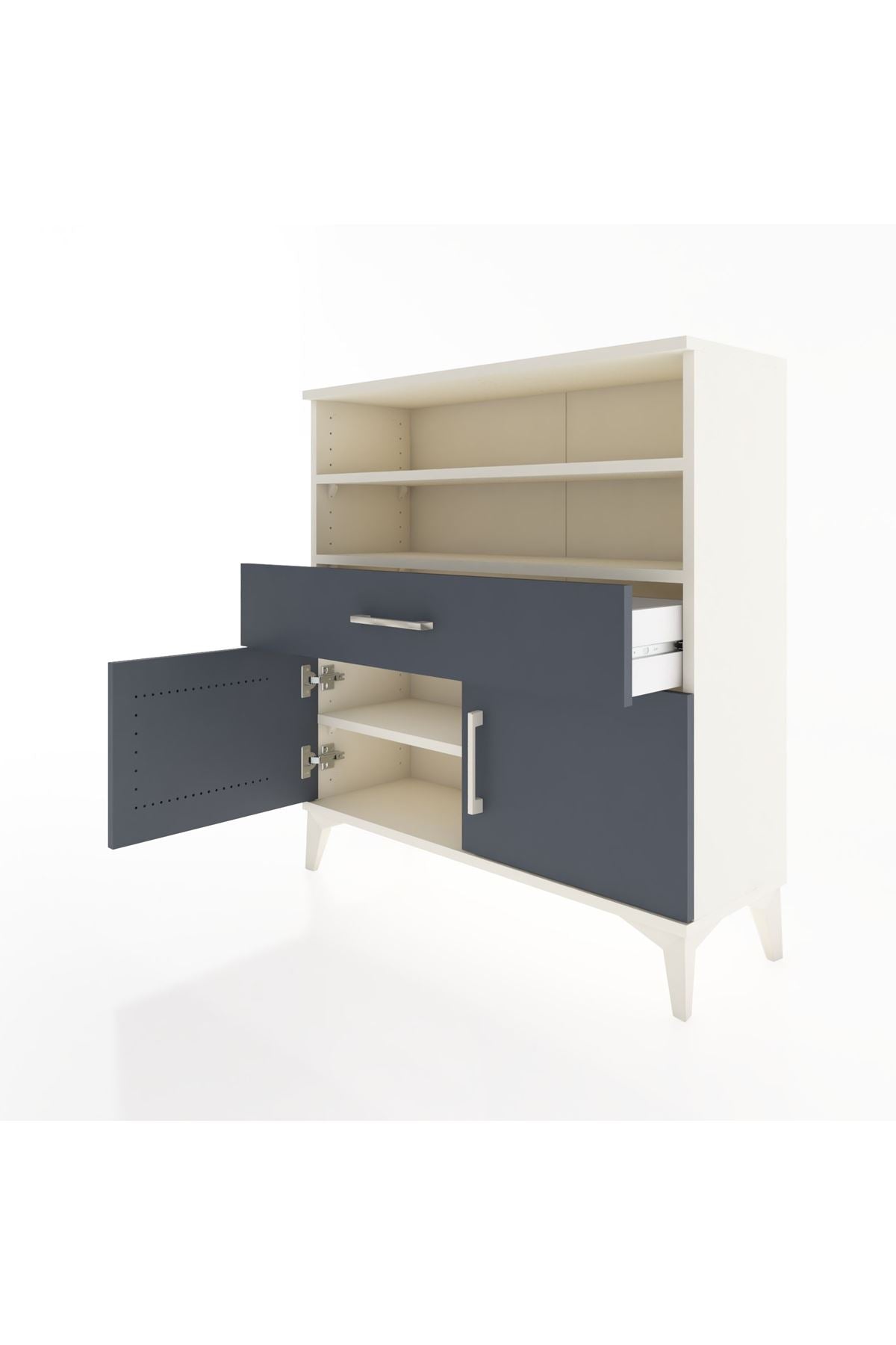 Arges Şifonyer 3 Raflı Tek Çekmeceli 2 Kapaklı 88x30x96 - S04M025V2A
