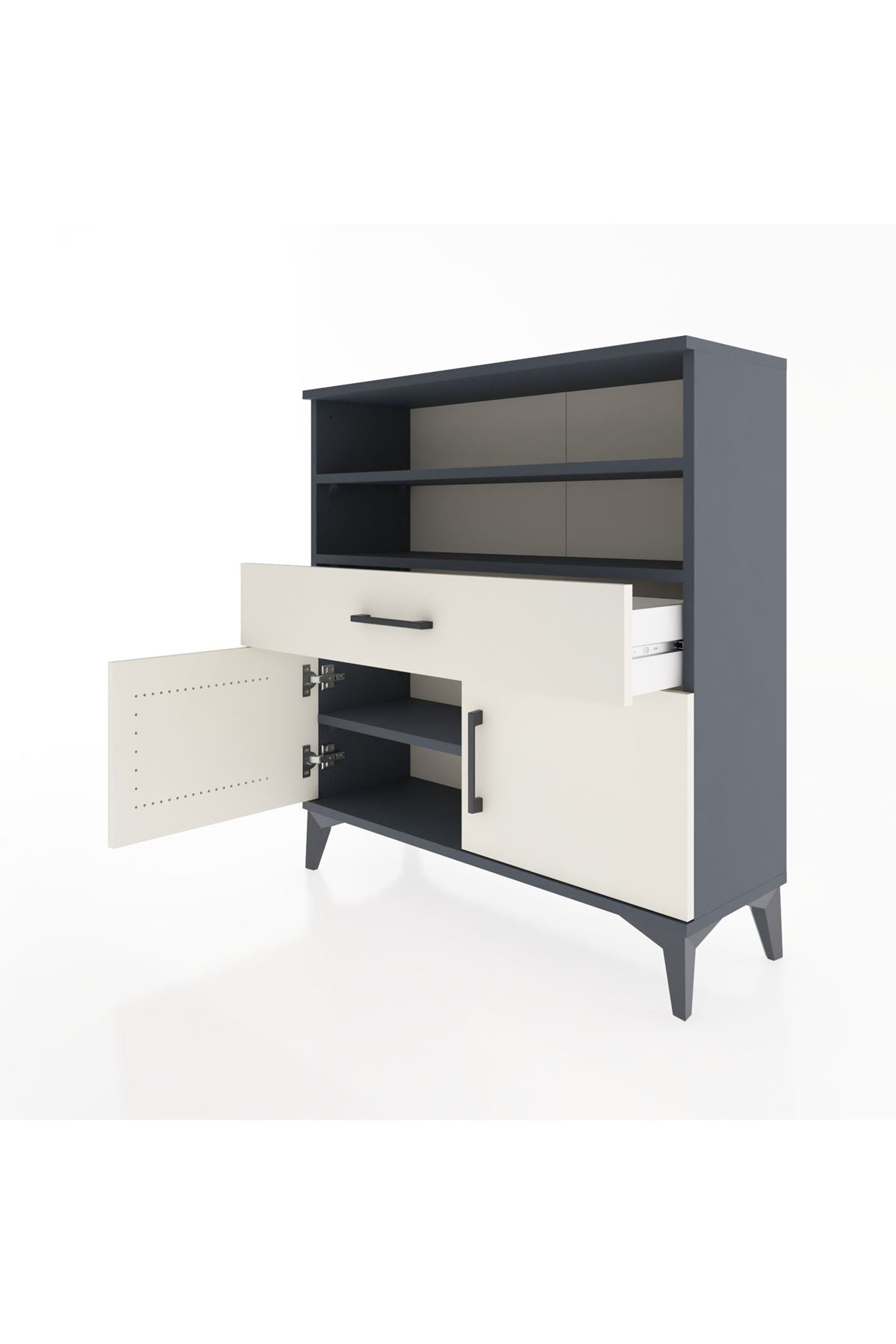 Arges Şifonyer 3 Raflı Tek Çekmeceli 2 Kapaklı 88x30x96 - S04M025V4A
