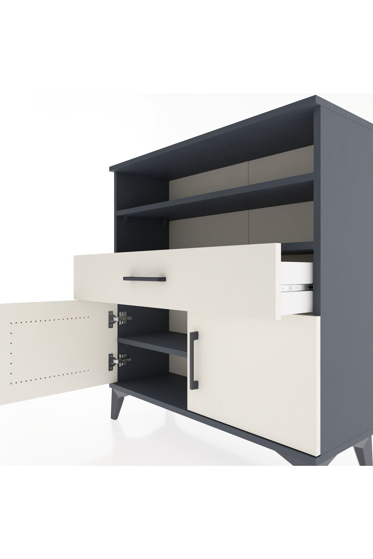Arges Şifonyer 3 Raflı Tek Çekmeceli 2 Kapaklı 88x30x96 - S04M025V4A