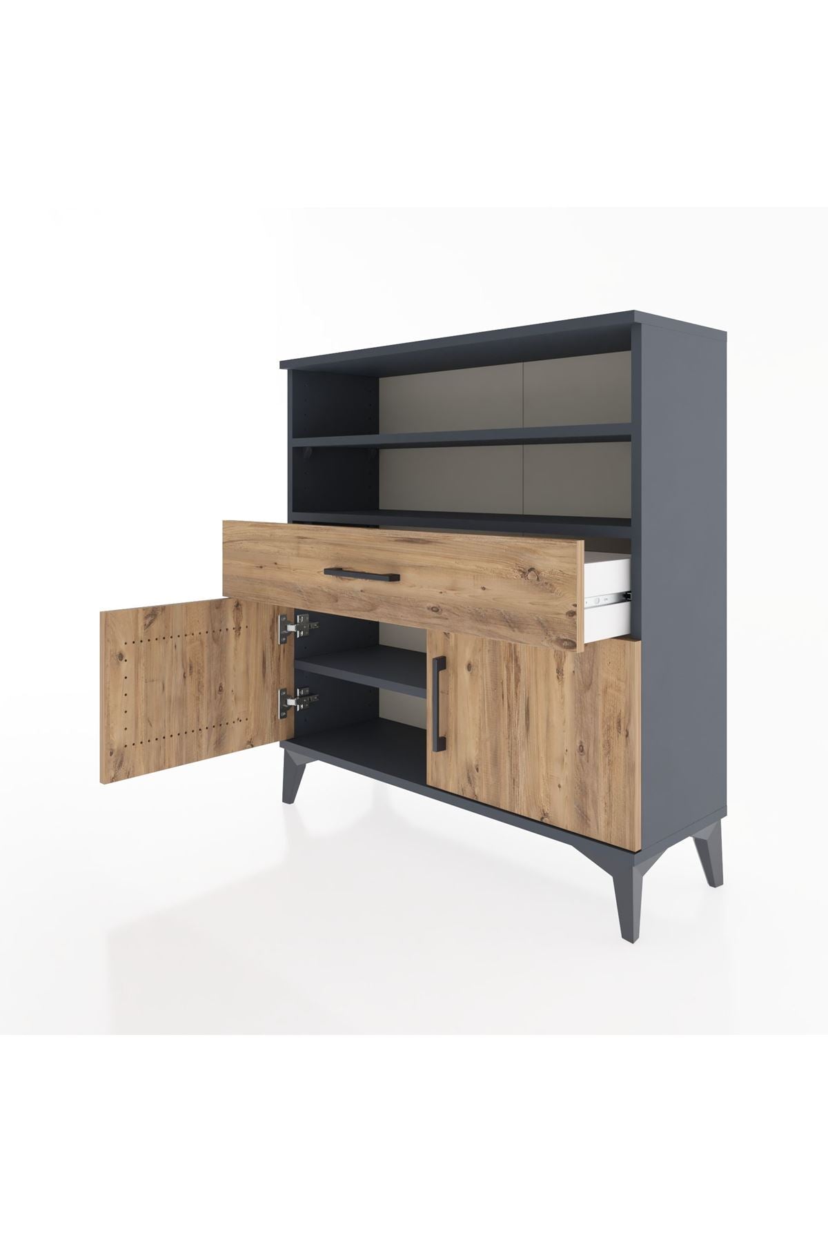 Arges Şifonyer 3 Raflı Tek Çekmeceli 2 Kapaklı 88x30x96 - S04M025V6A
