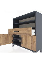 Arges Şifonyer 3 Raflı Tek Çekmeceli 2 Kapaklı 88x30x96 - S04M025V6A