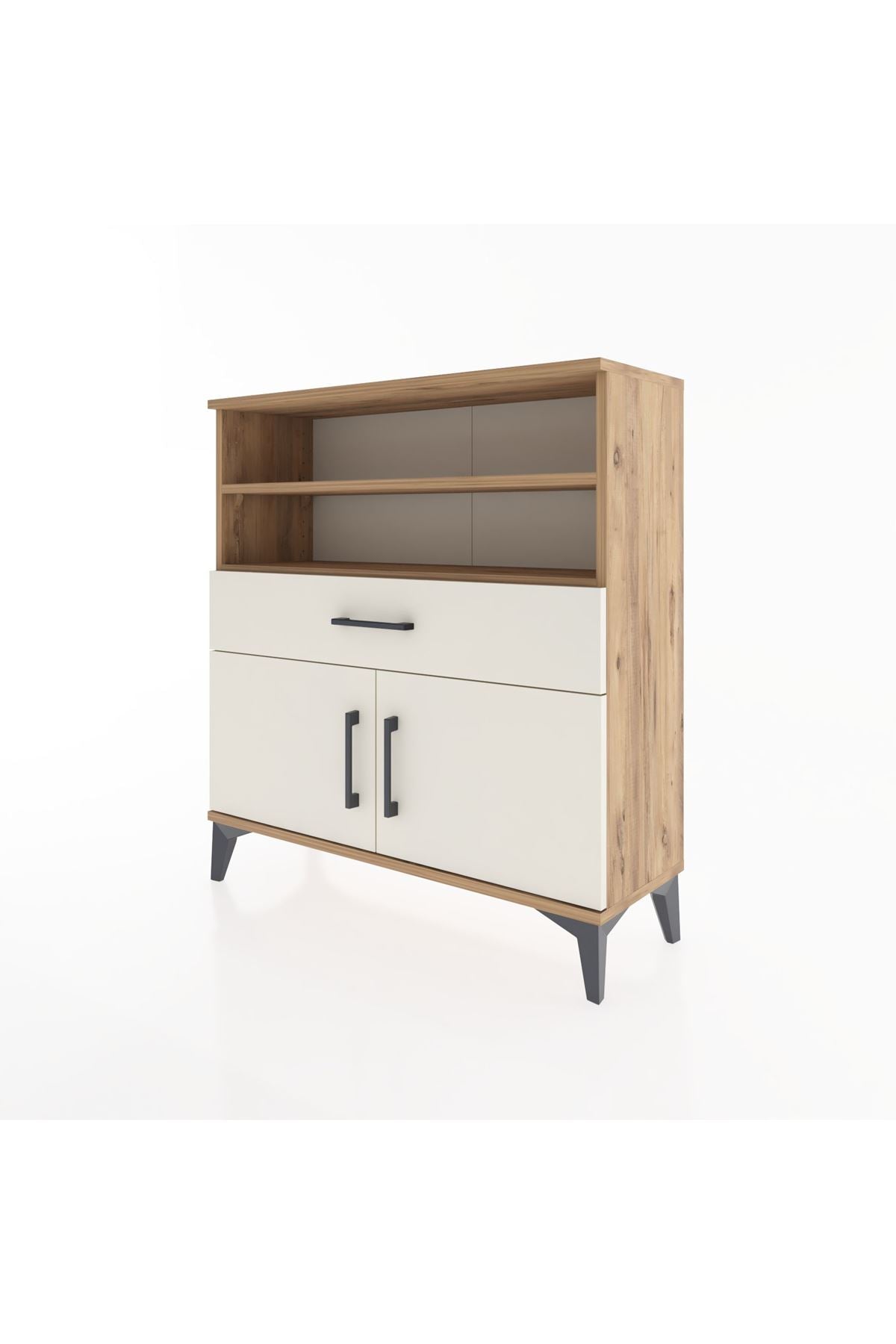 Arges Şifonyer 3 Raflı Tek Çekmeceli 2 Kapaklı 88x30x96 - S04M025V7A