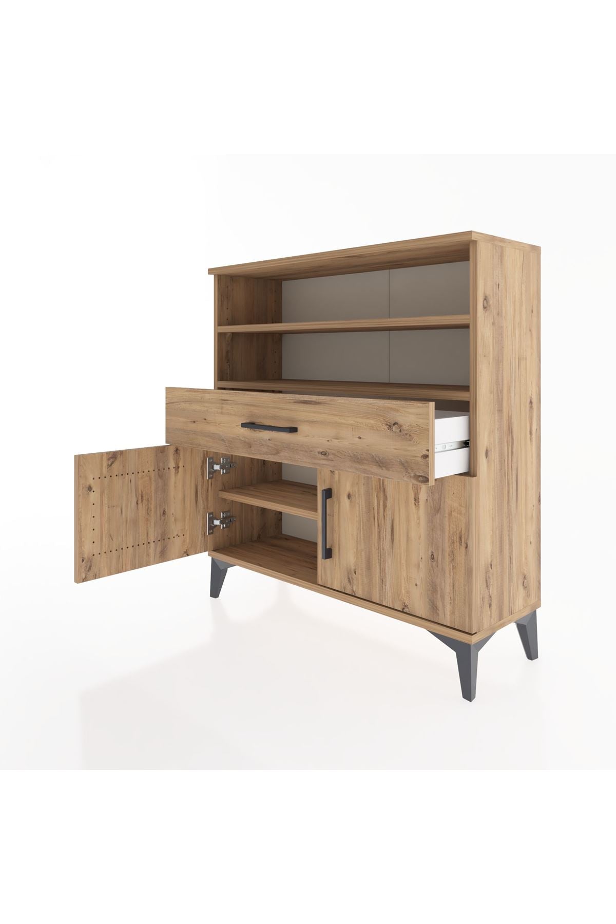Arges Şifonyer 3 Raflı Tek Çekmeceli 2 Kapaklı 88x30x96 - S04M025V9A