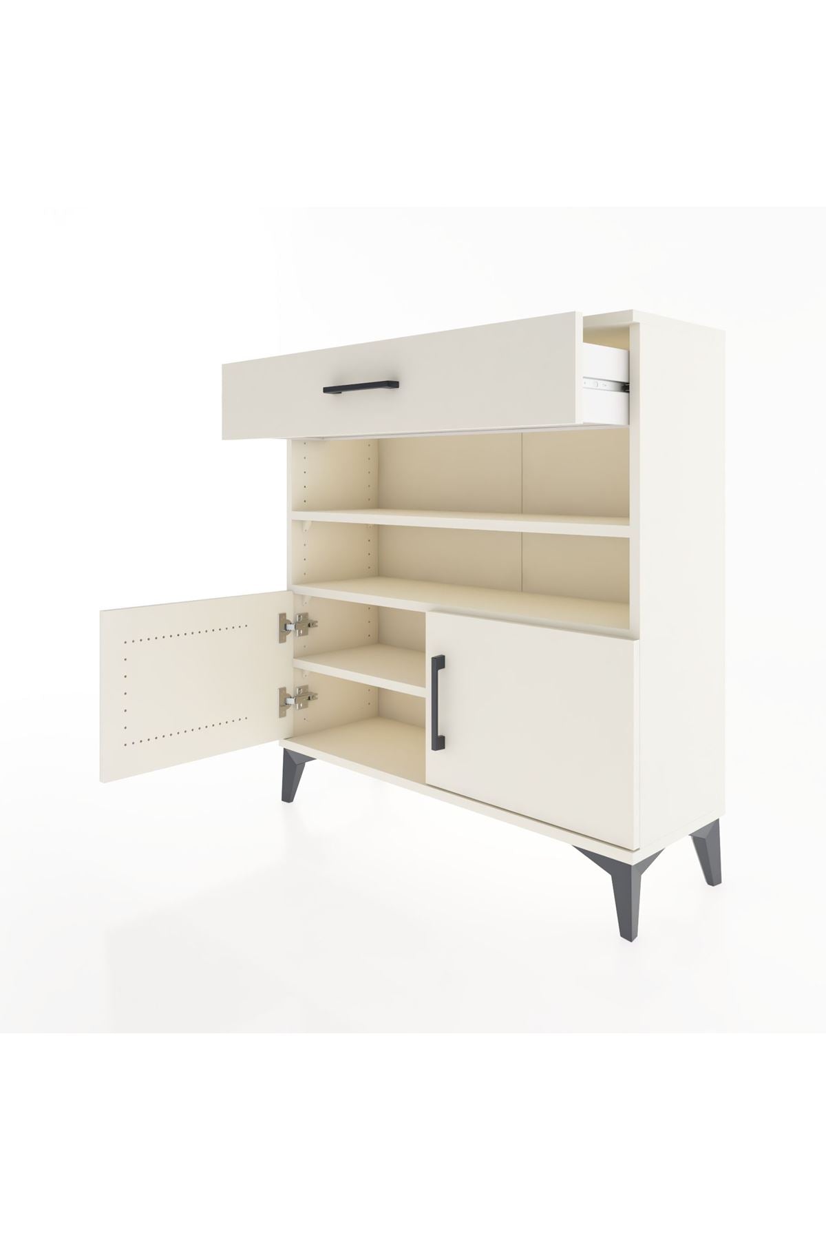Arges Şifonyer 3 Raflı Tek Çekmeceli 2 Kapaklı 88x30x96 - S04M026V1A