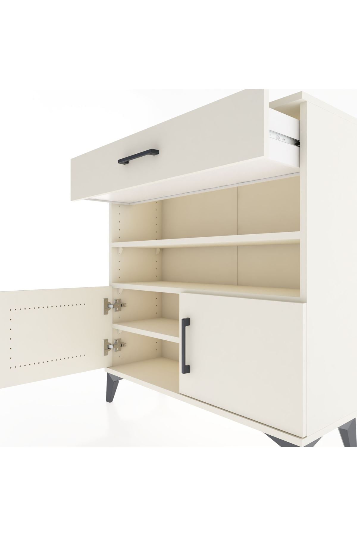 Arges Şifonyer 3 Raflı Tek Çekmeceli 2 Kapaklı 88x30x96 - S04M026V1A