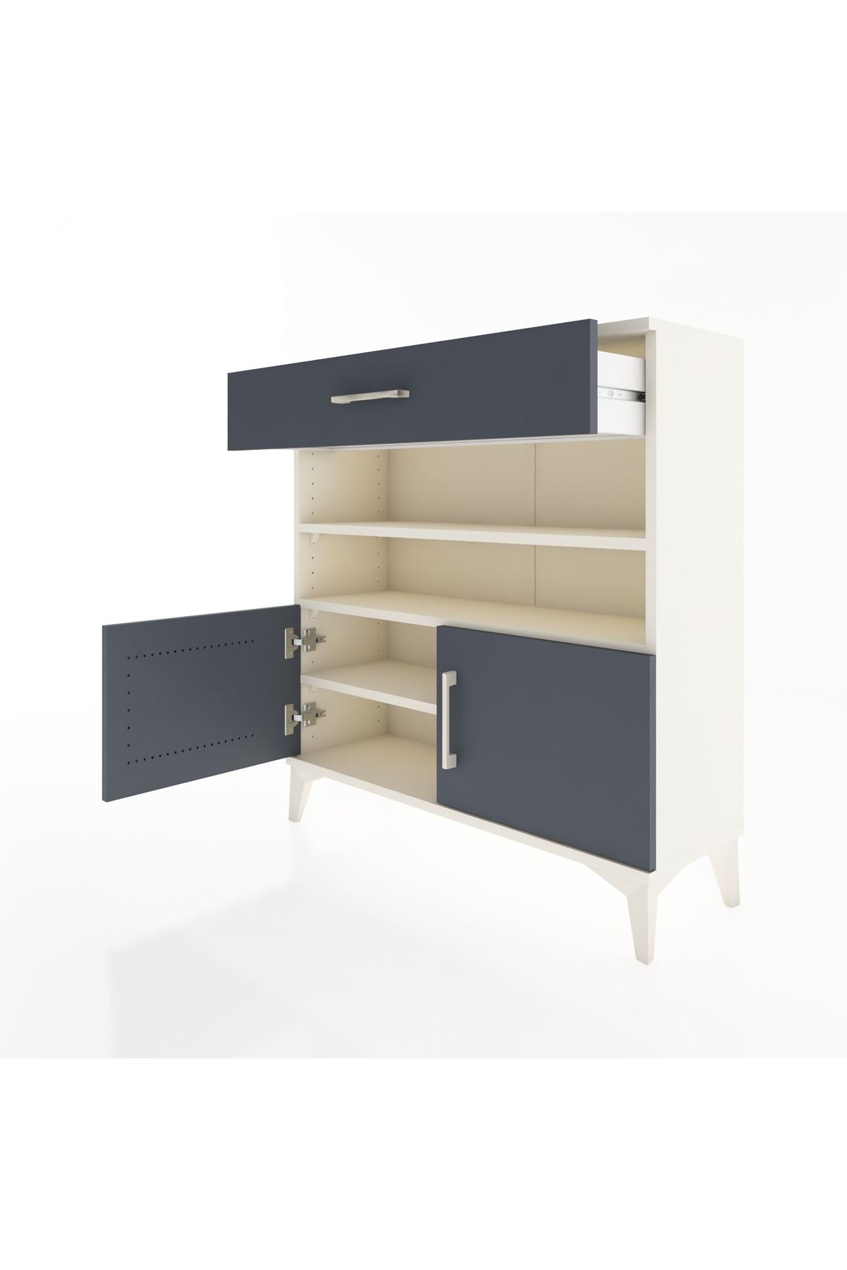 Arges Şifonyer 3 Raflı Tek Çekmeceli 2 Kapaklı 88x30x96 - S04M026V2A