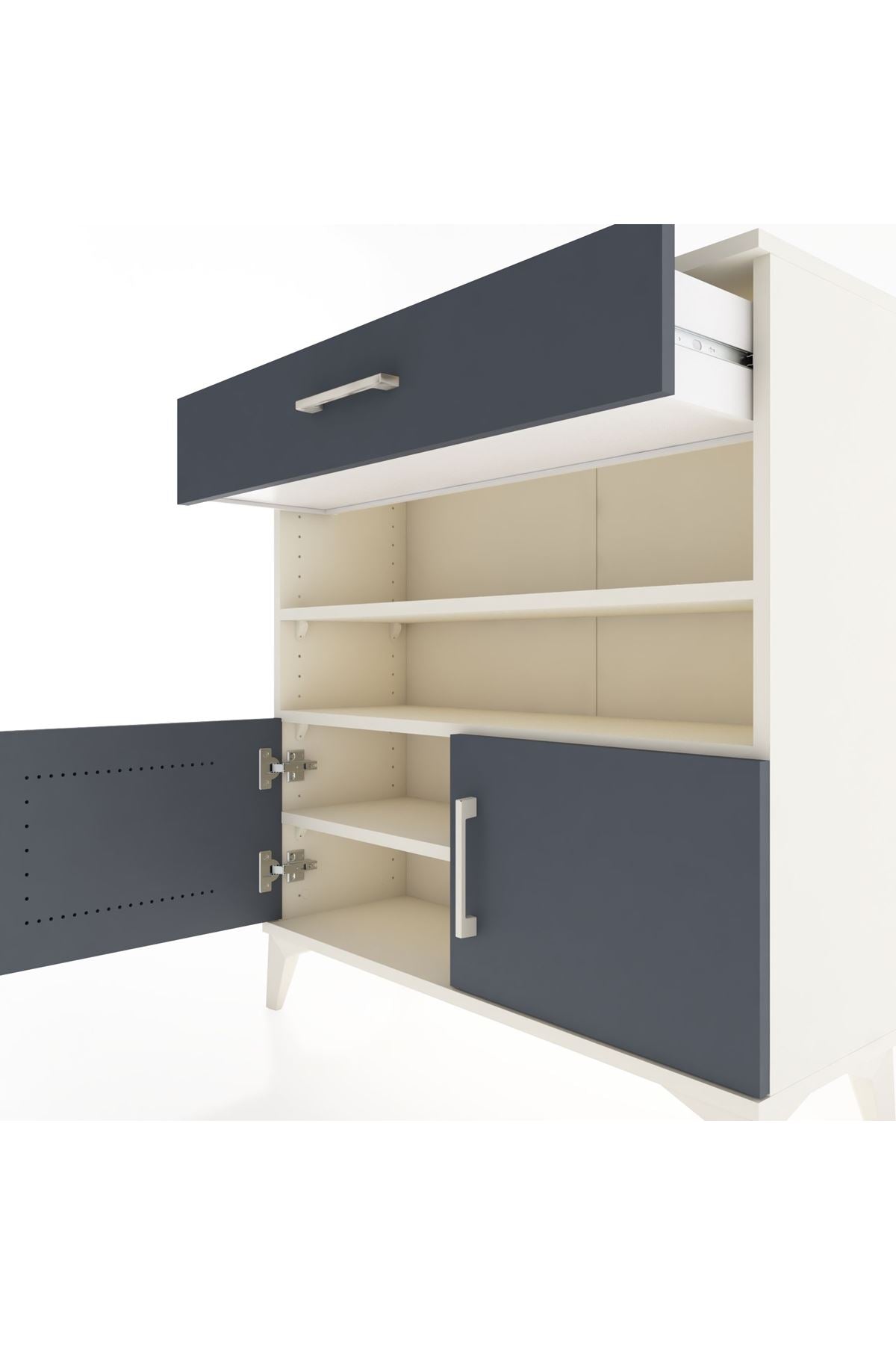 Arges Şifonyer 3 Raflı Tek Çekmeceli 2 Kapaklı 88x30x96 - S04M026V2A