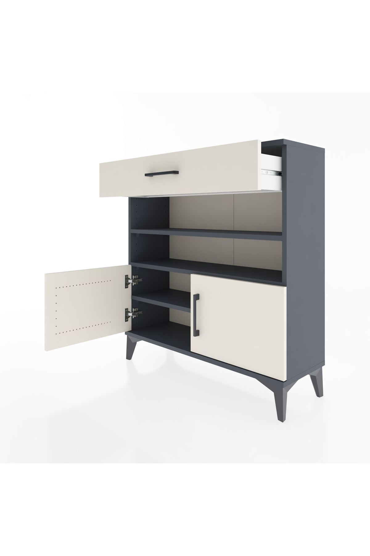 Arges Şifonyer 3 Raflı Tek Çekmeceli 2 Kapaklı 88x30x96 - S04M026V4A