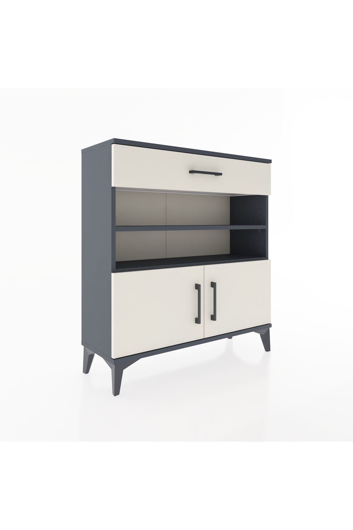 Arges Şifonyer 3 Raflı Tek Çekmeceli 2 Kapaklı 88x30x96 - S04M026V4A