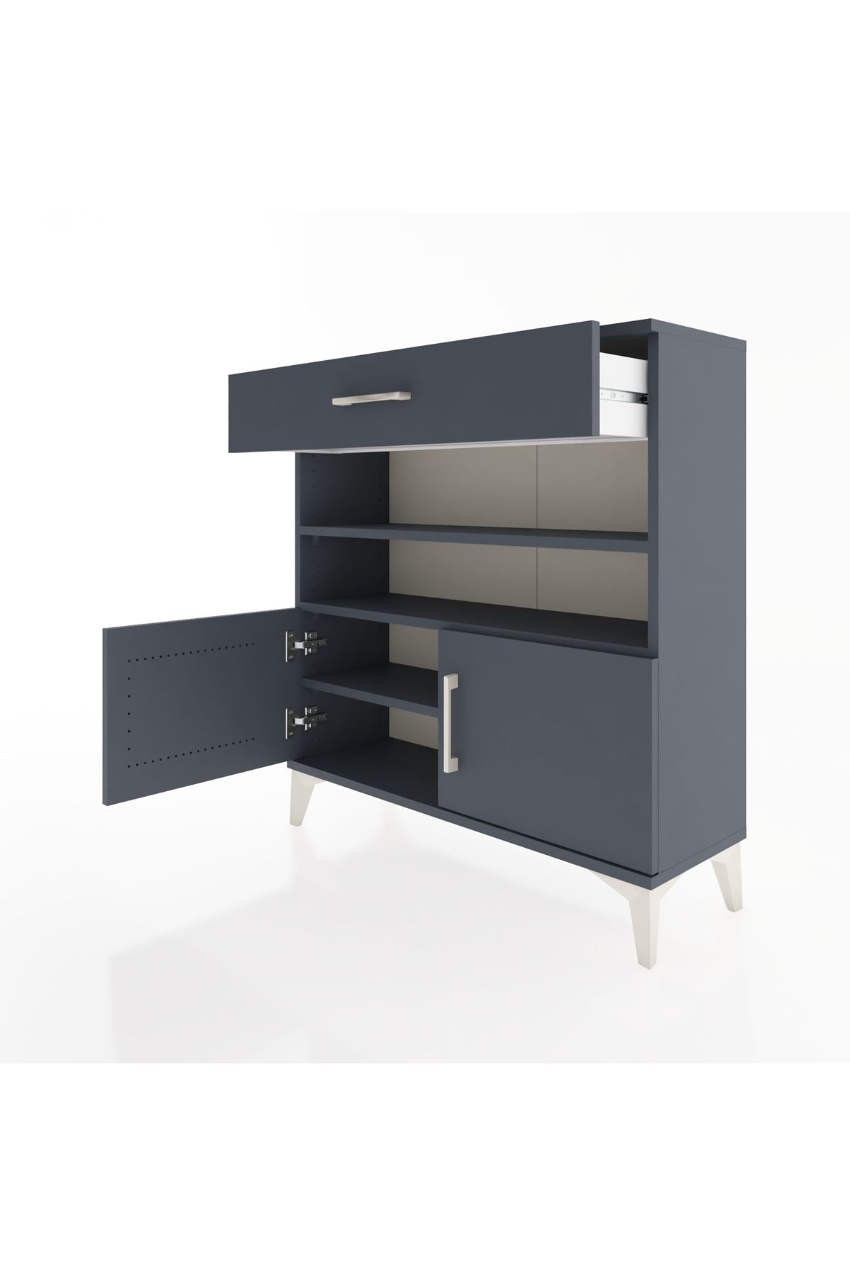 Arges Şifonyer 3 Raflı Tek Çekmeceli 2 Kapaklı 88x30x96 - S04M026V5A