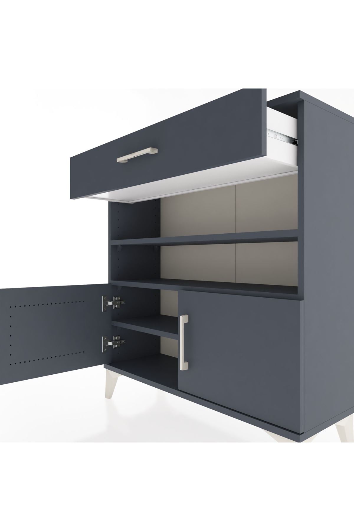 Arges Şifonyer 3 Raflı Tek Çekmeceli 2 Kapaklı 88x30x96 - S04M026V5A
