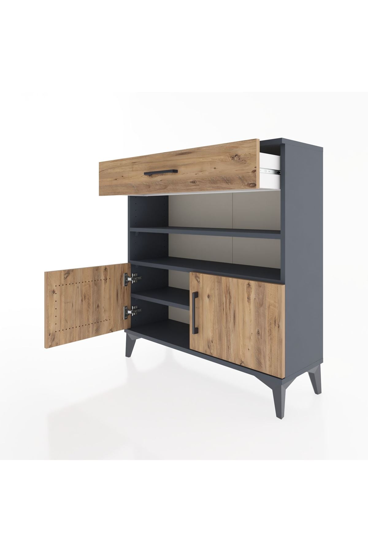 Arges Şifonyer 3 Raflı Tek Çekmeceli 2 Kapaklı 88x30x96 - S04M026V6A