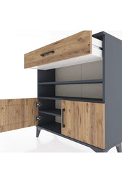 Arges Şifonyer 3 Raflı Tek Çekmeceli 2 Kapaklı 88x30x96 - S04M026V6A