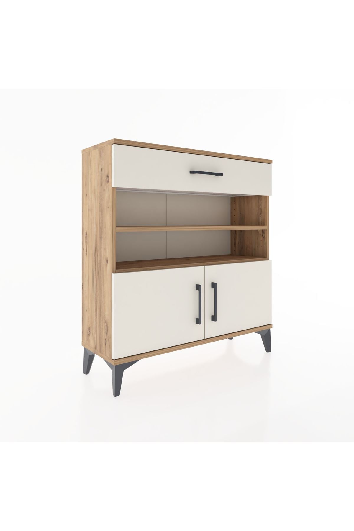 Arges Şifonyer 3 Raflı Tek Çekmeceli 2 Kapaklı 88x30x96 - S04M026V7A