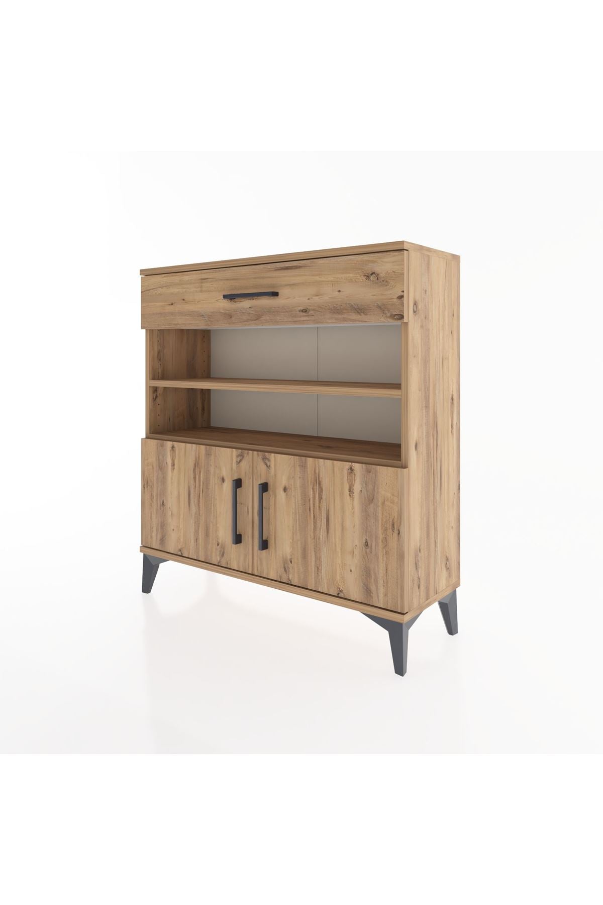 Arges Şifonyer 3 Raflı Tek Çekmeceli 2 Kapaklı 88x30x96 - S04M026V9A