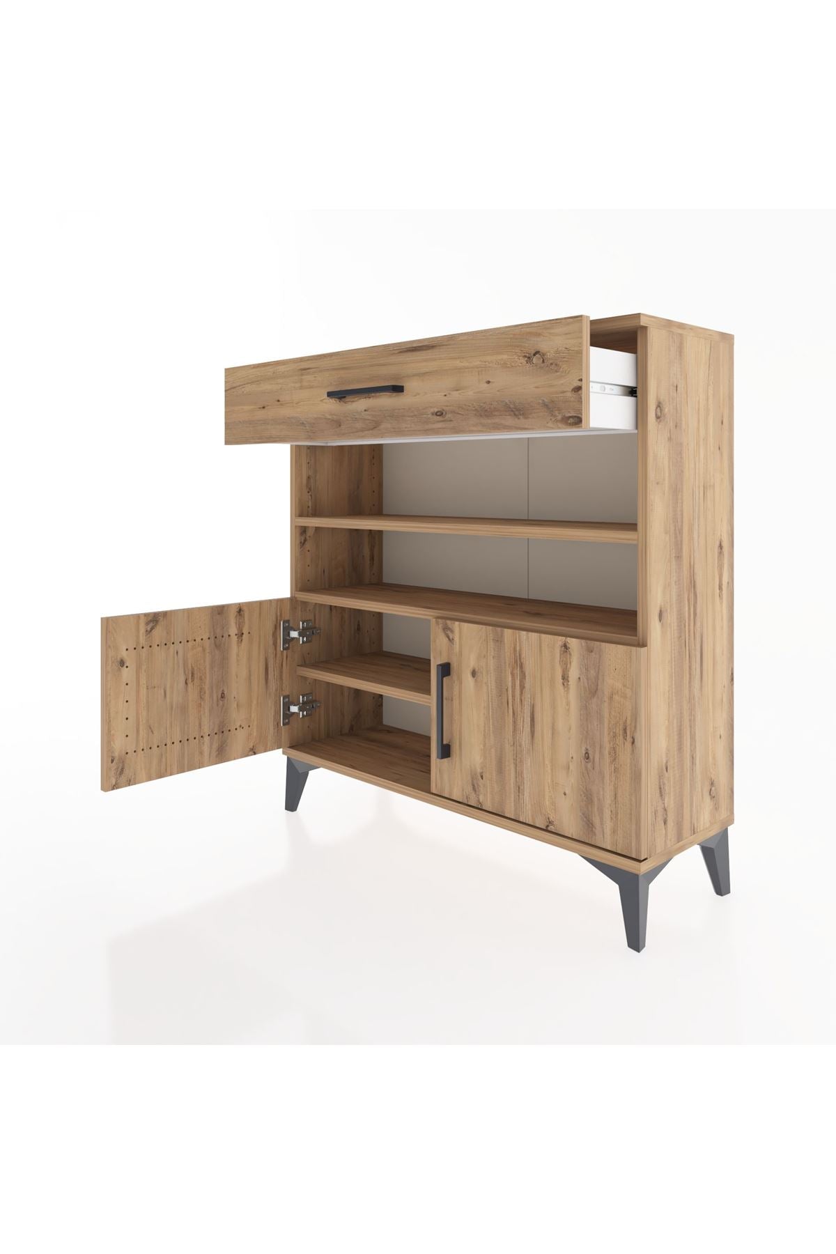 Arges Şifonyer 3 Raflı Tek Çekmeceli 2 Kapaklı 88x30x96 - S04M026V9A