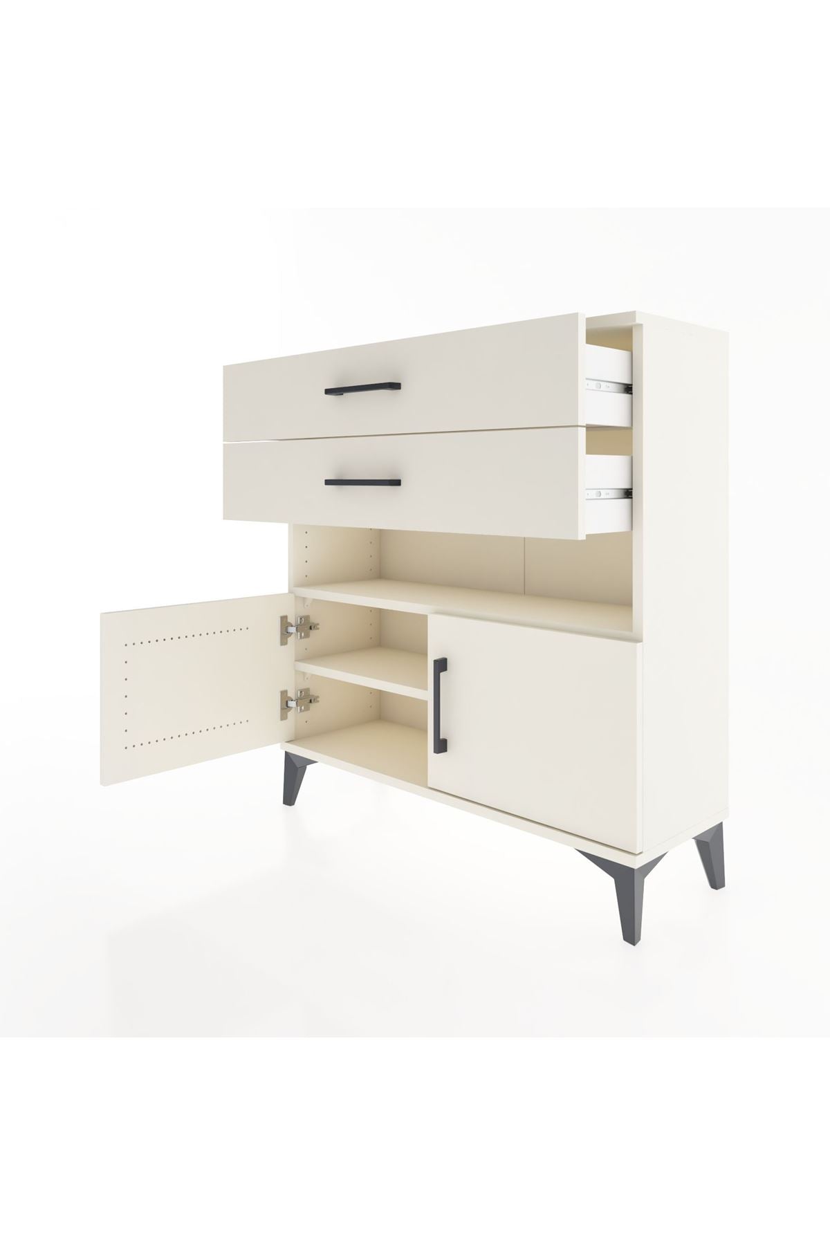 Arges Şifonyer 2 Raflı 2 Çekmeceli 2 Kapaklı 88x30x96 - S04M027V1A